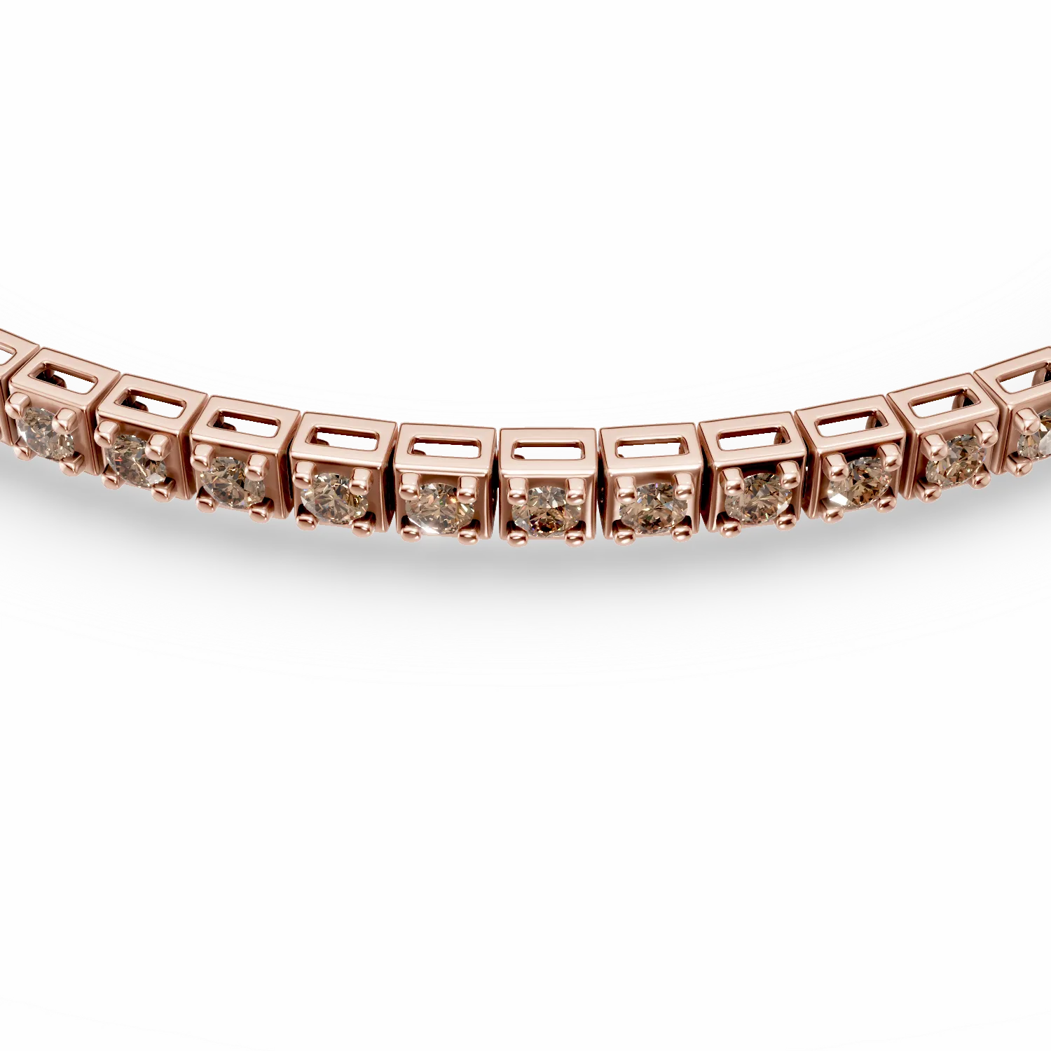 Rózsarany tenisz karkötő 0.7ct barna gyémántokkal