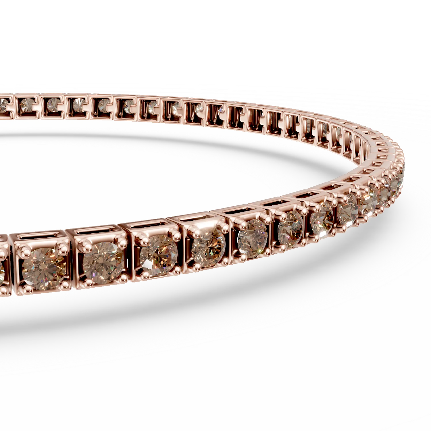 Rose gold tennis bracelet with 1.5ct brown diamonds