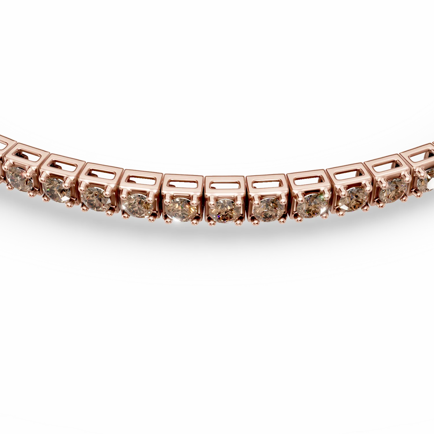 Rose gold tennis bracelet with 1.5ct brown diamonds