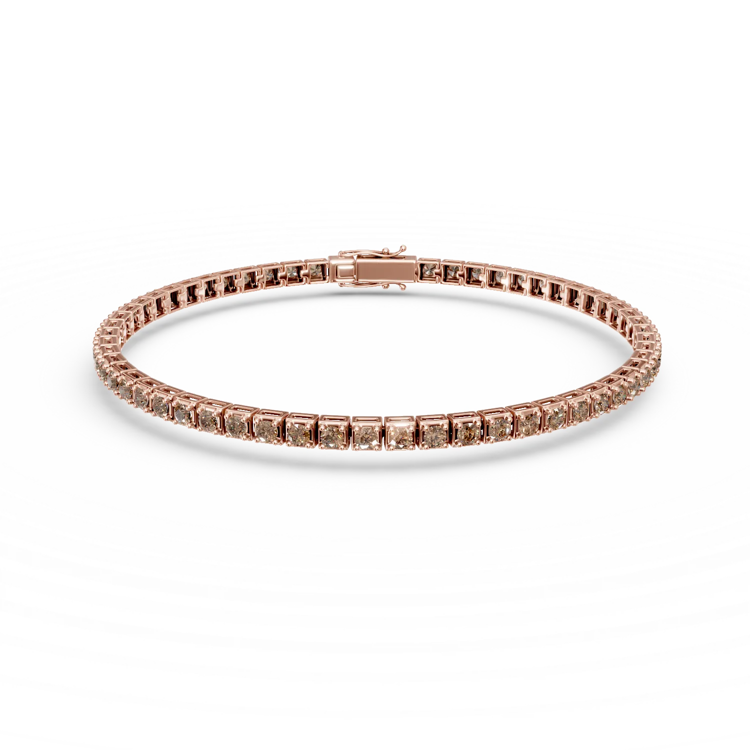 Bratara tennis din aur roz cu diamante maro de 1.4ct