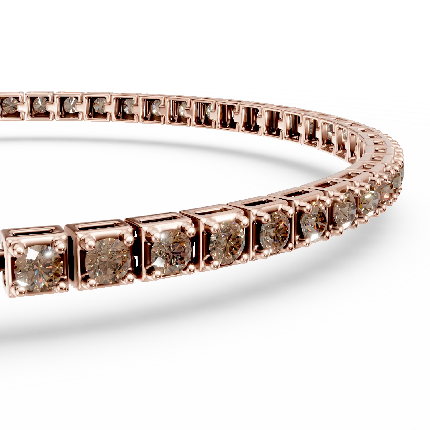 Rose gold tennis bracelet with 1.4ct brown diamonds