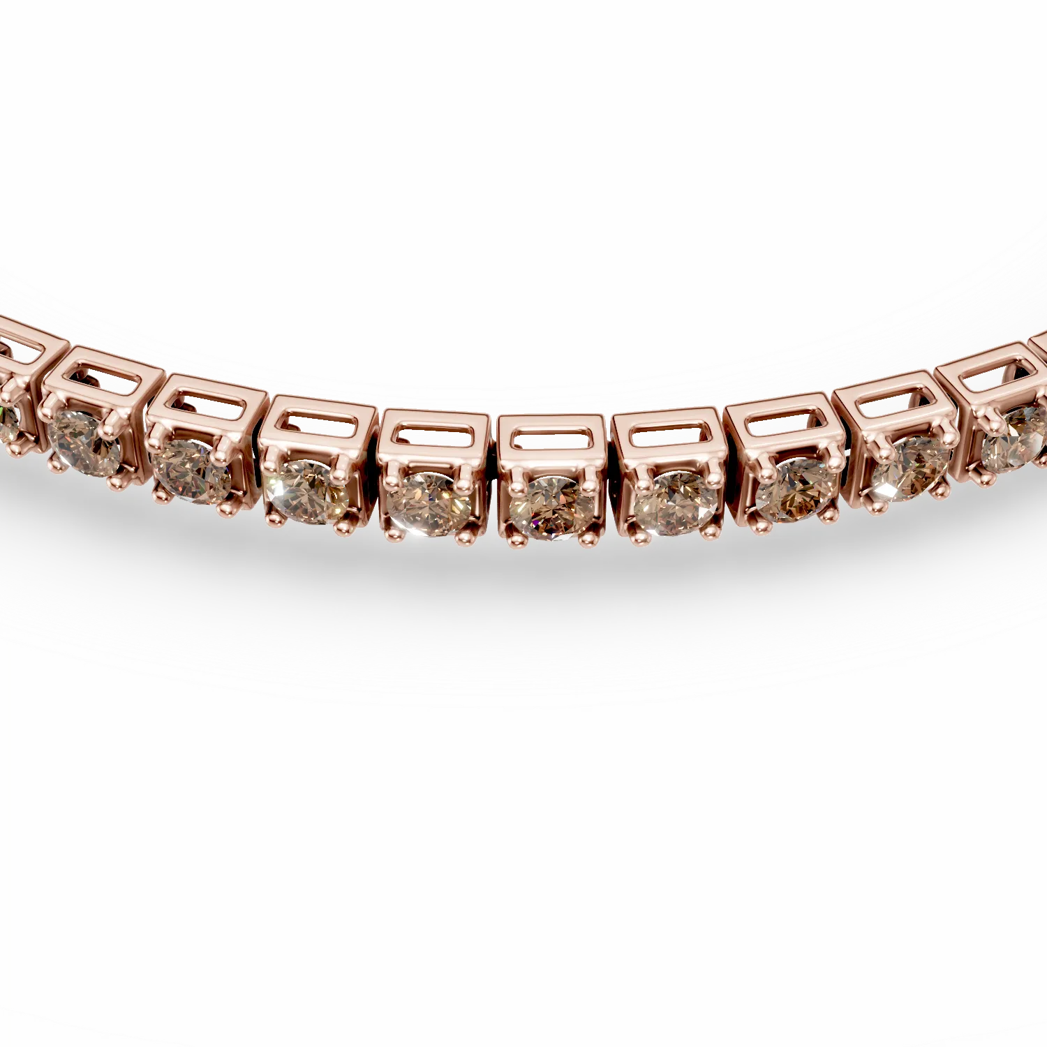 Rose gold tennis bracelet with 1.4ct brown diamonds