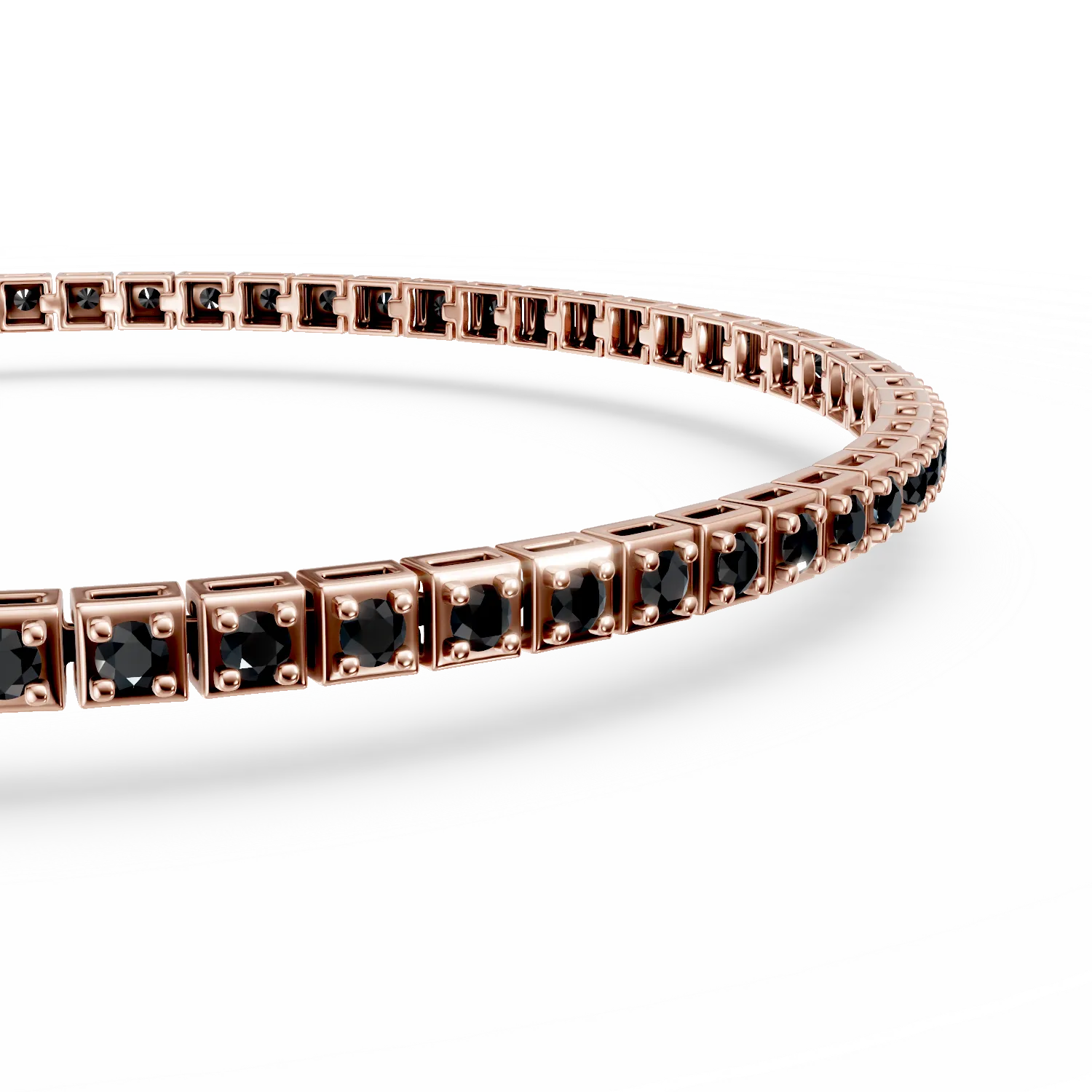 Rose gold tennis bracelet with 1ct black diamonds