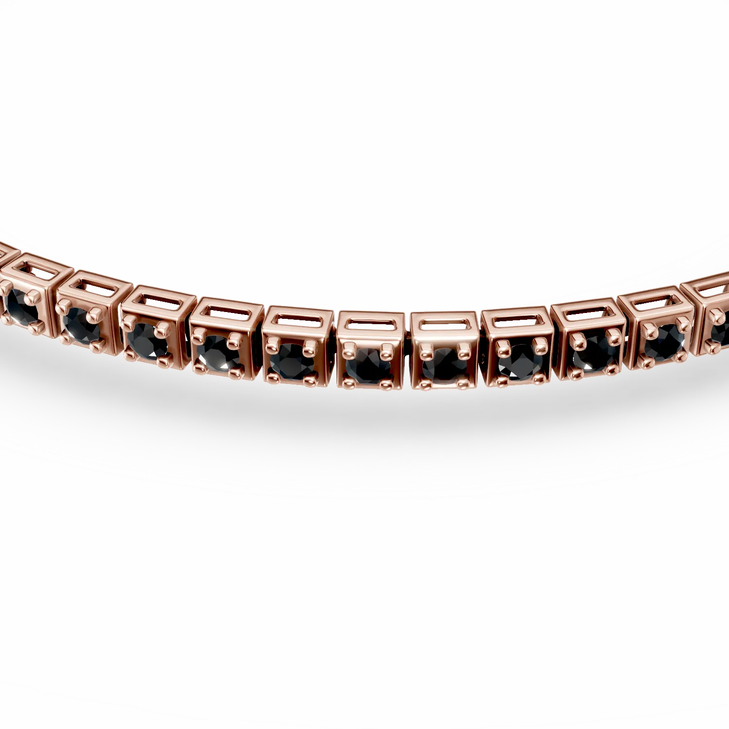 Rose gold tennis bracelet with 1ct black diamonds