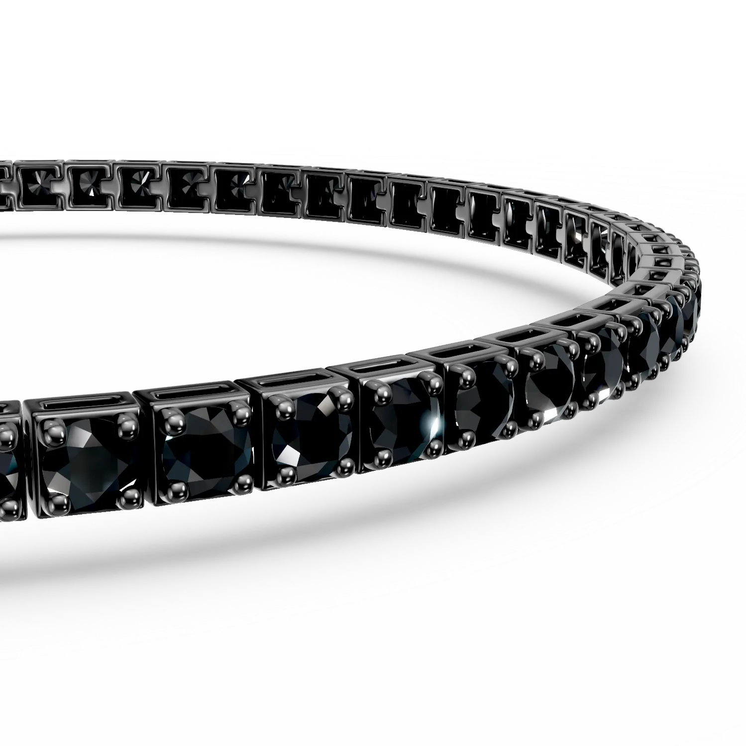 Bransoletka tenisowa z czarnego złota z 5.2ct czarnymi diamentami
