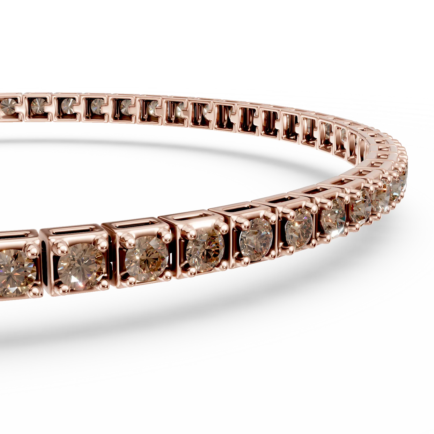 Rose gold tennis bracelet with 1.8ct brown diamonds