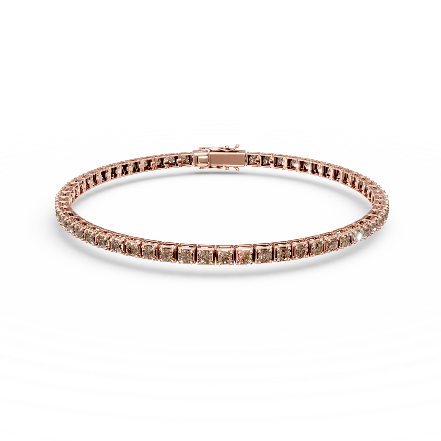 Bratara tennis din aur roz cu diamante maro de 1.8ct