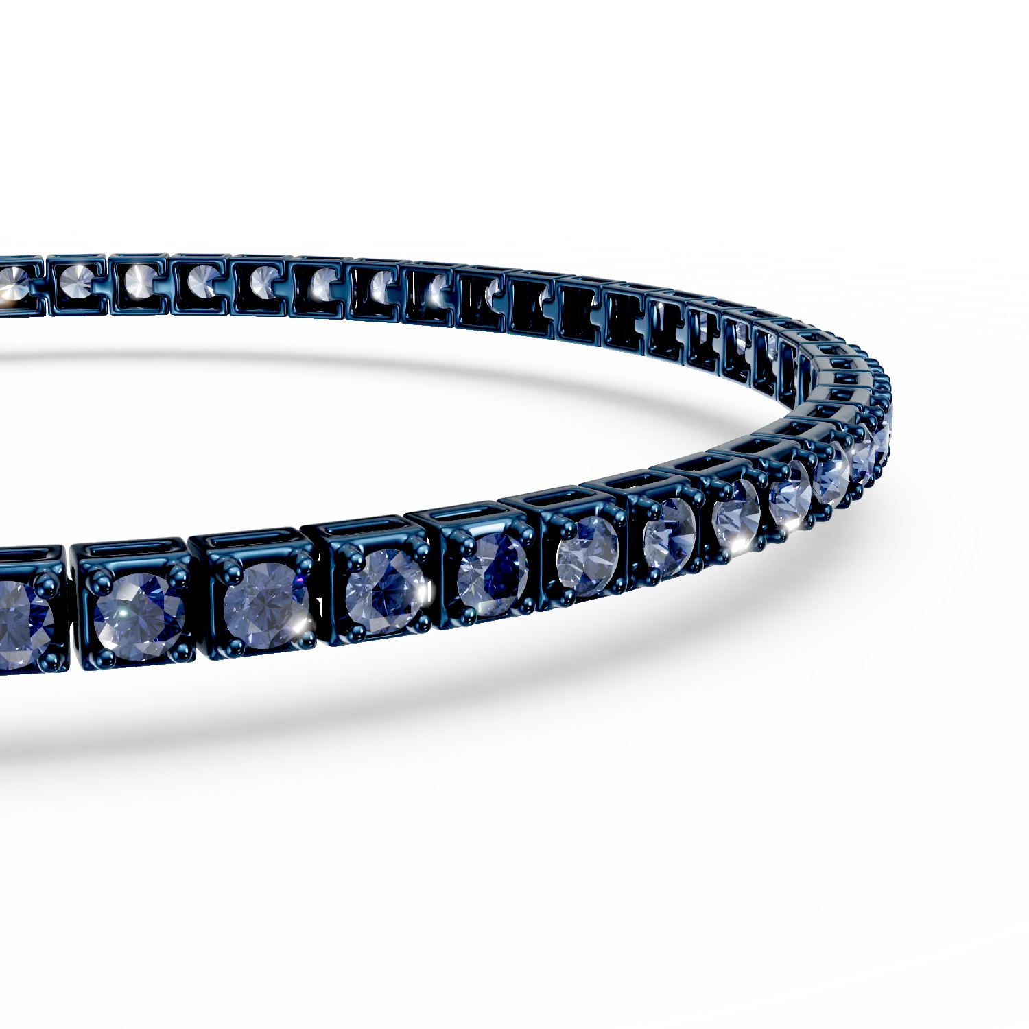 Blue gold tennis bracelet with 1.8ct blue diamonds