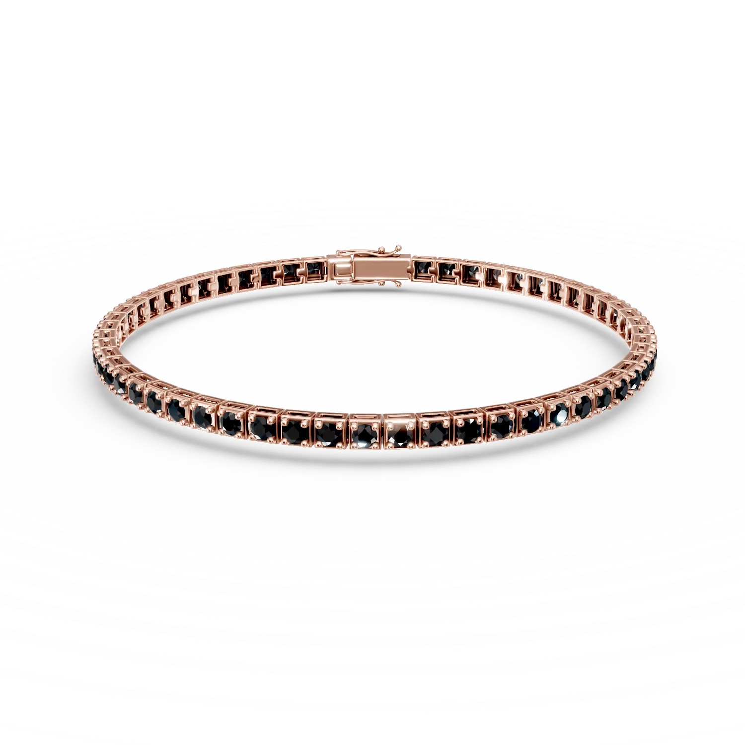 Bratara tennis din aur roz cu diamante negre de 2ct