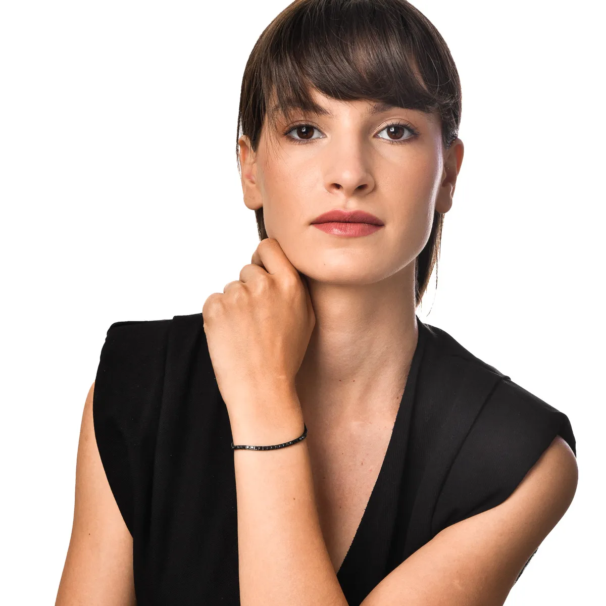 Bransoletka tenisowa z czarnego złota z 2.3ct czarnymi diamentami