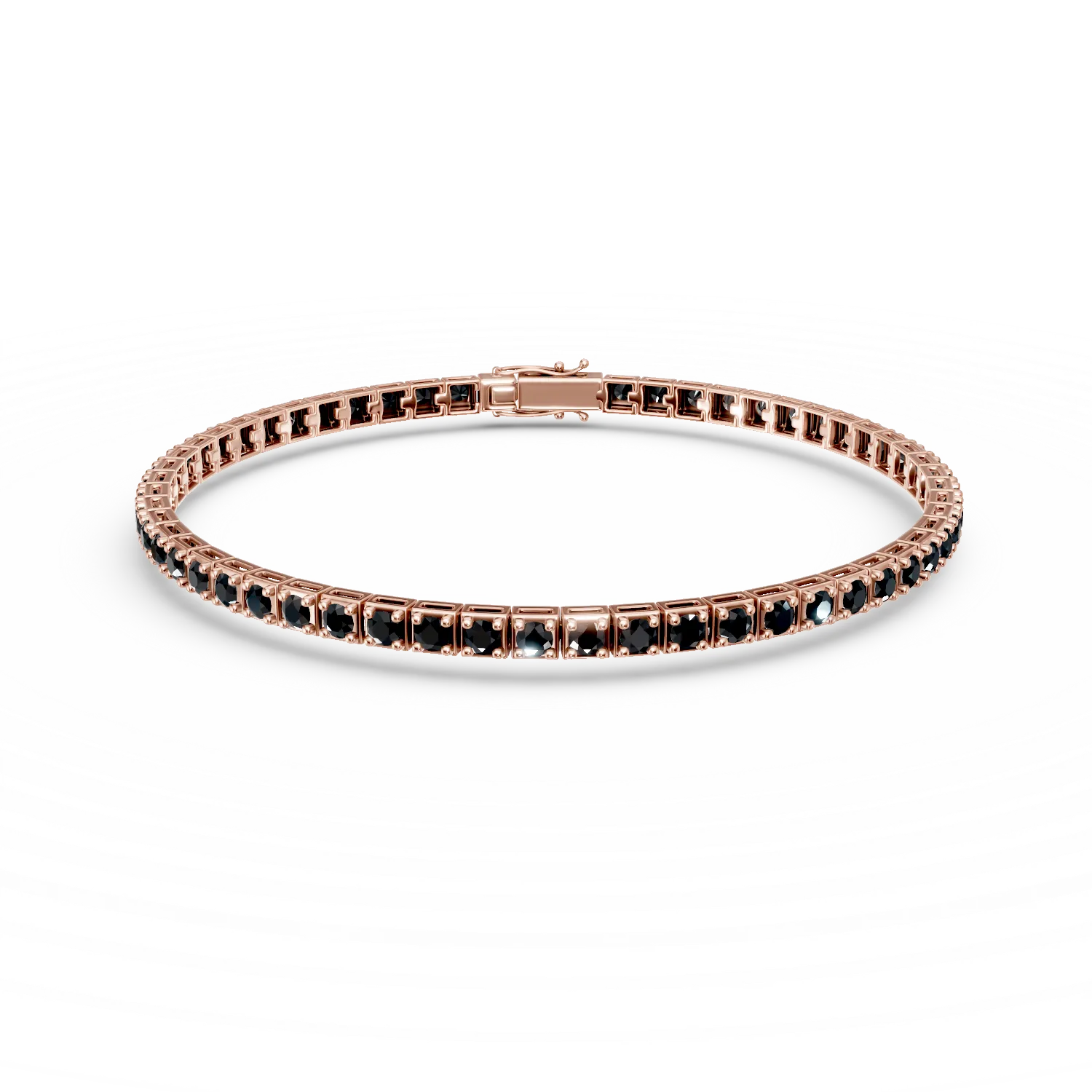 Rózsarany tenisz karkötő 2.1ct fekete gyémántokkal-191180