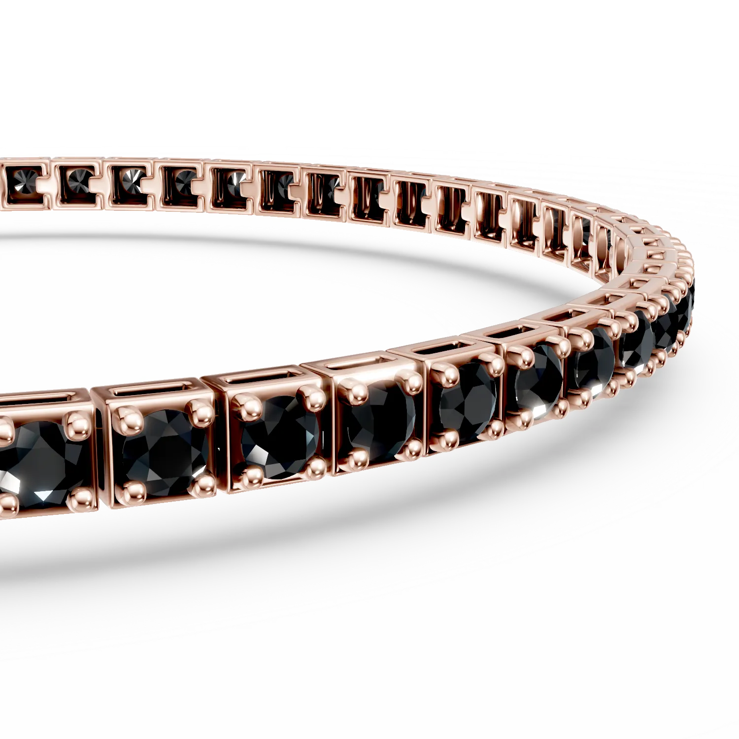 Rózsarany tenisz karkötő 2.1ct fekete gyémántokkal