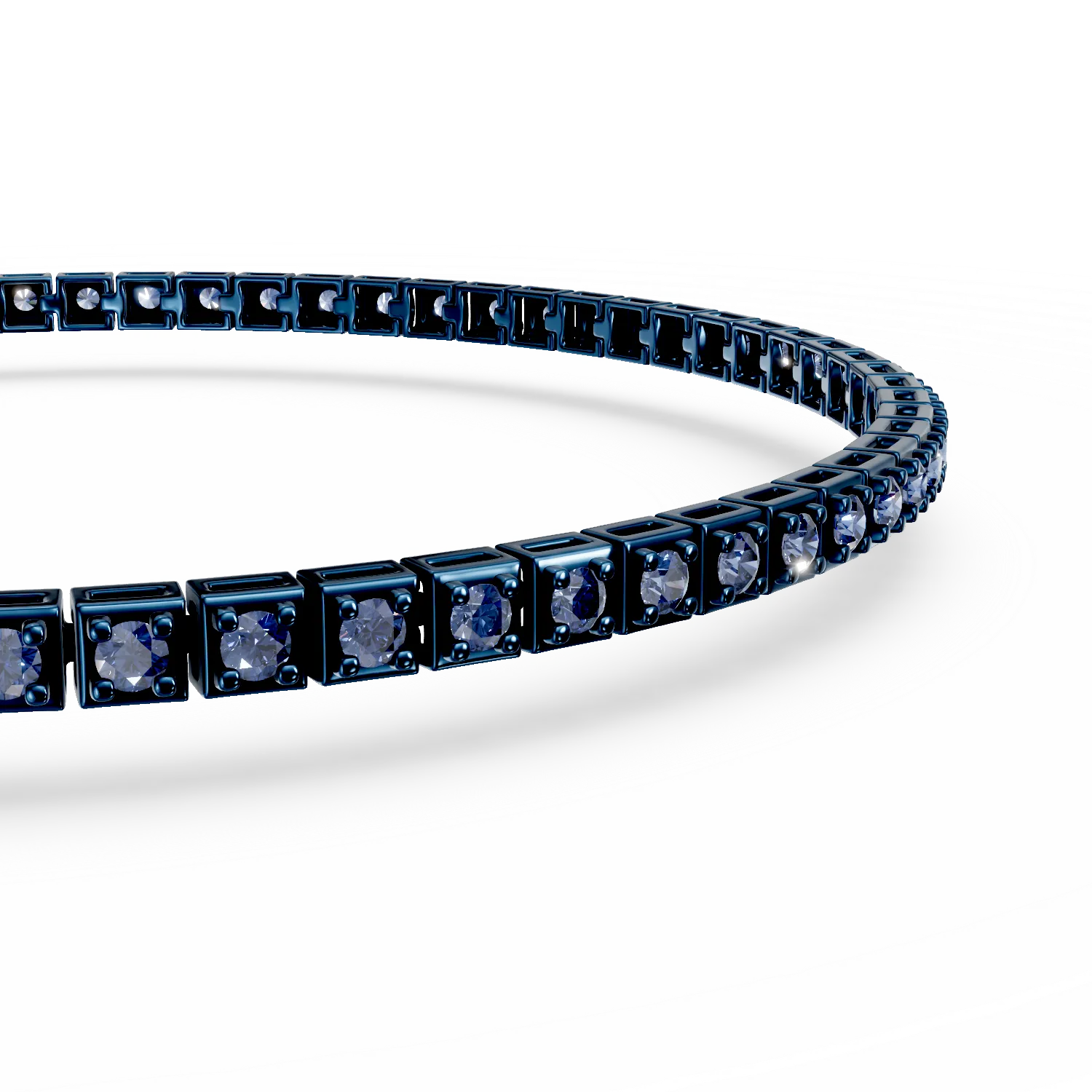 White gold tennis bracelet with 1ct blue diamonds