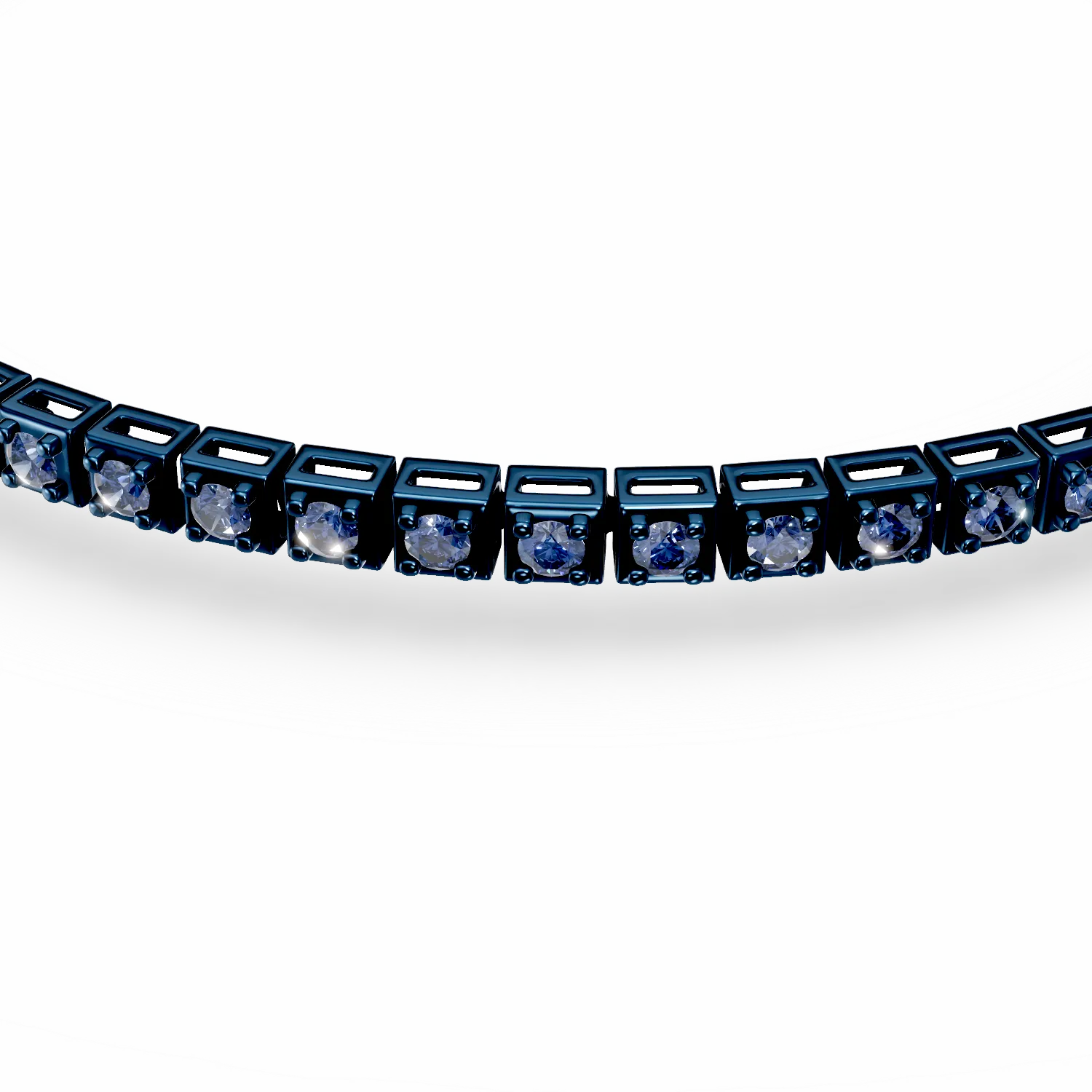 White gold tennis bracelet with 1ct blue diamonds