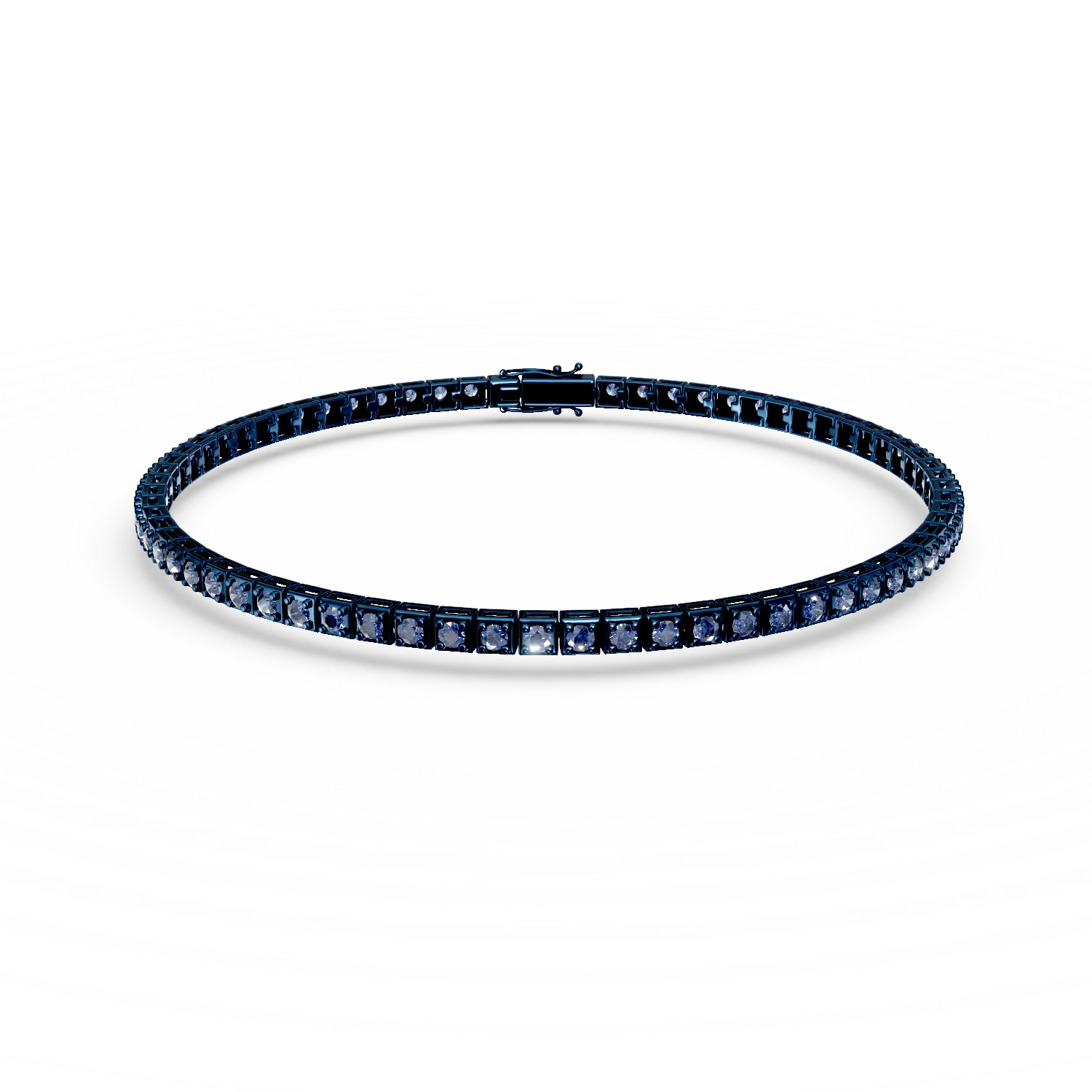Blue gold tennis bracelet with 1ct blue diamonds