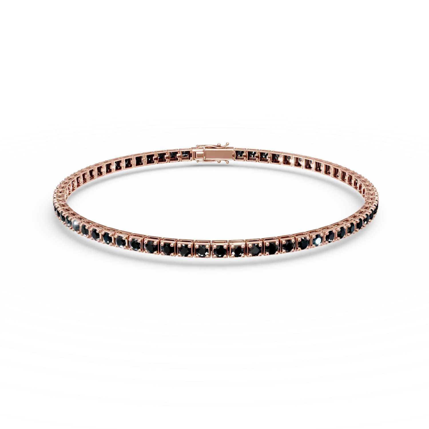 Bratara tennis din aur roz cu diamante negre de 3ct