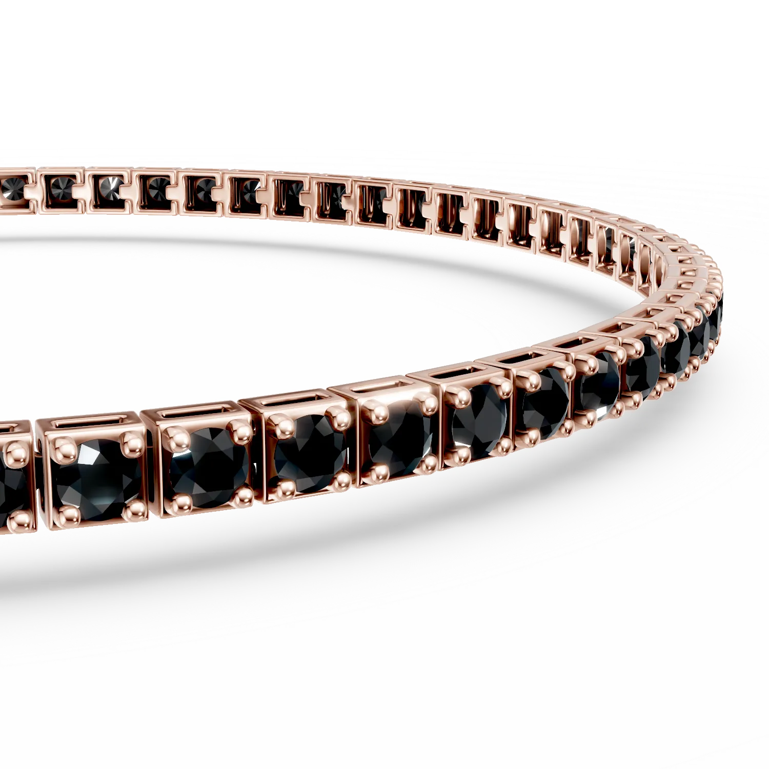 Bransoletka tenisowa z różowego złota z 3ct czarnymi diamentami
