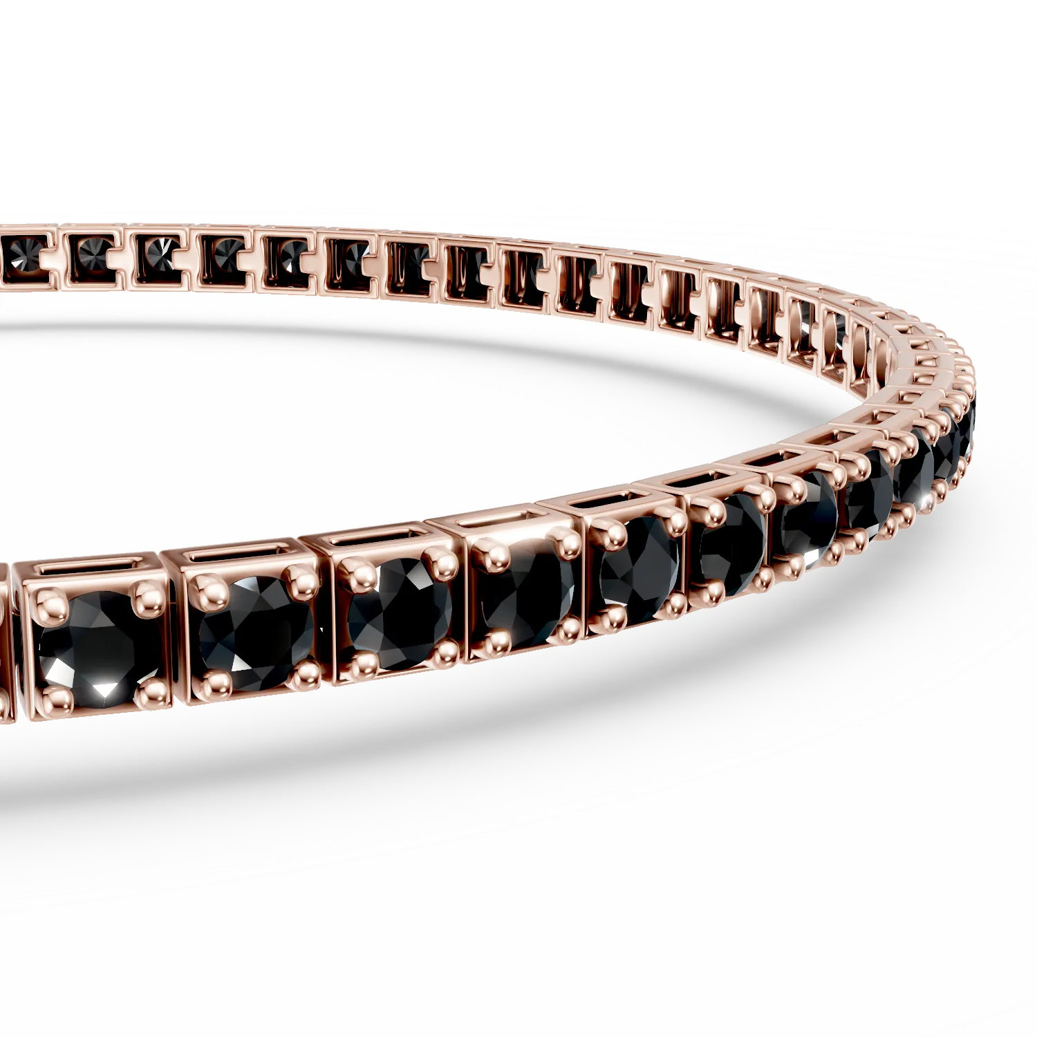 Rózsarany tenisz karkötő 3.4ct fekete gyémántokkal