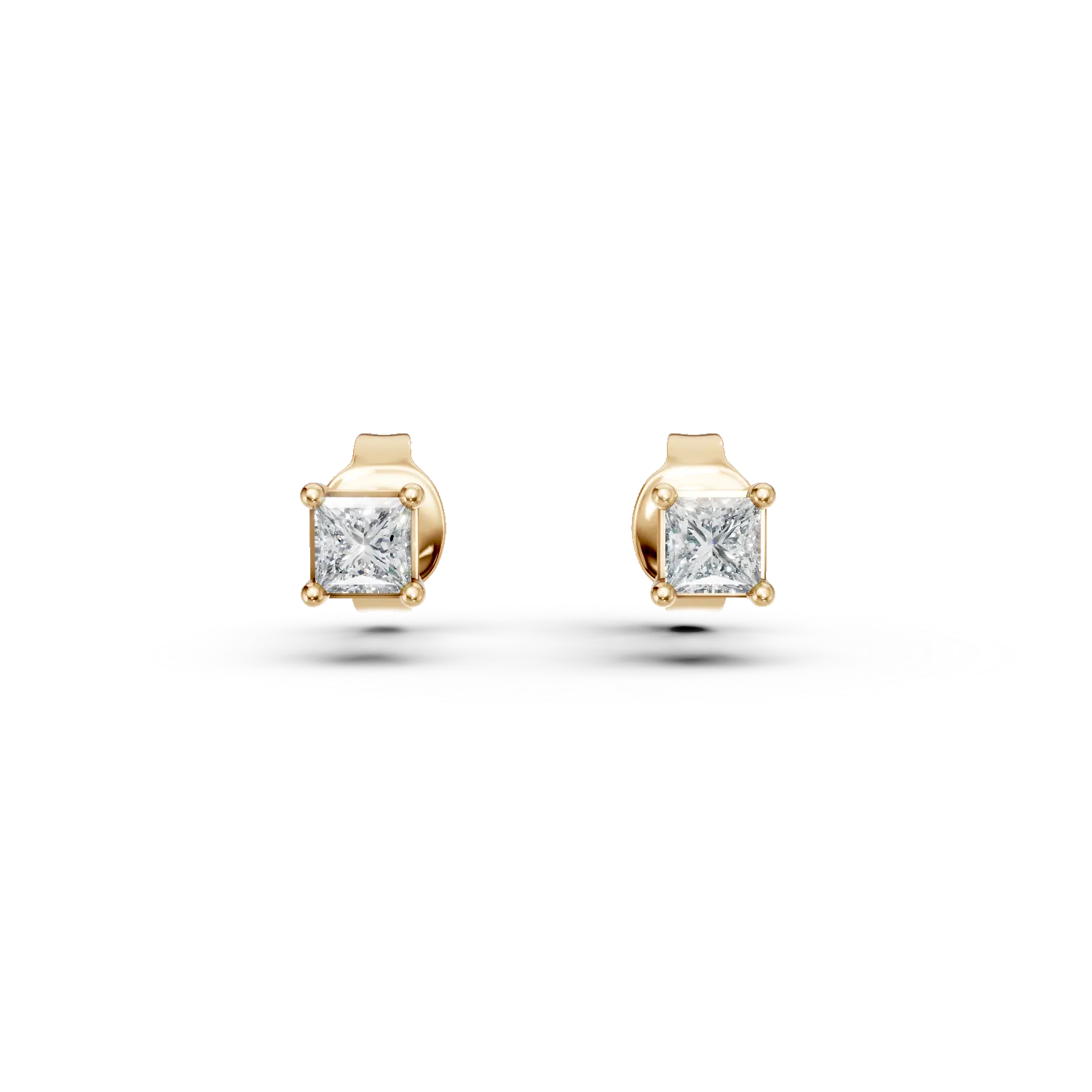 Yellow gold stud earrings with 0.2ct diamonds-191210