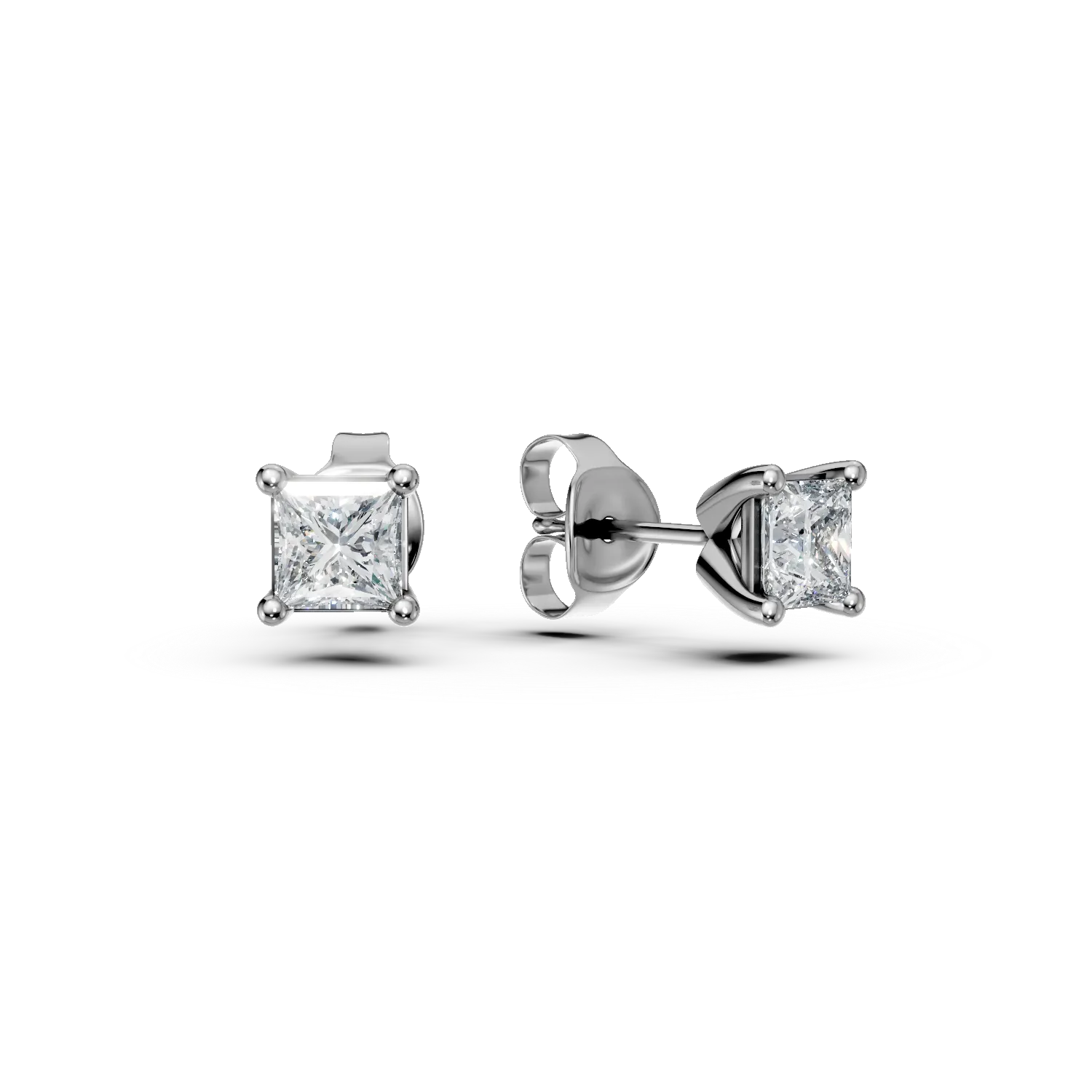 Cercei stud din aur alb cu diamante de 0.5ct