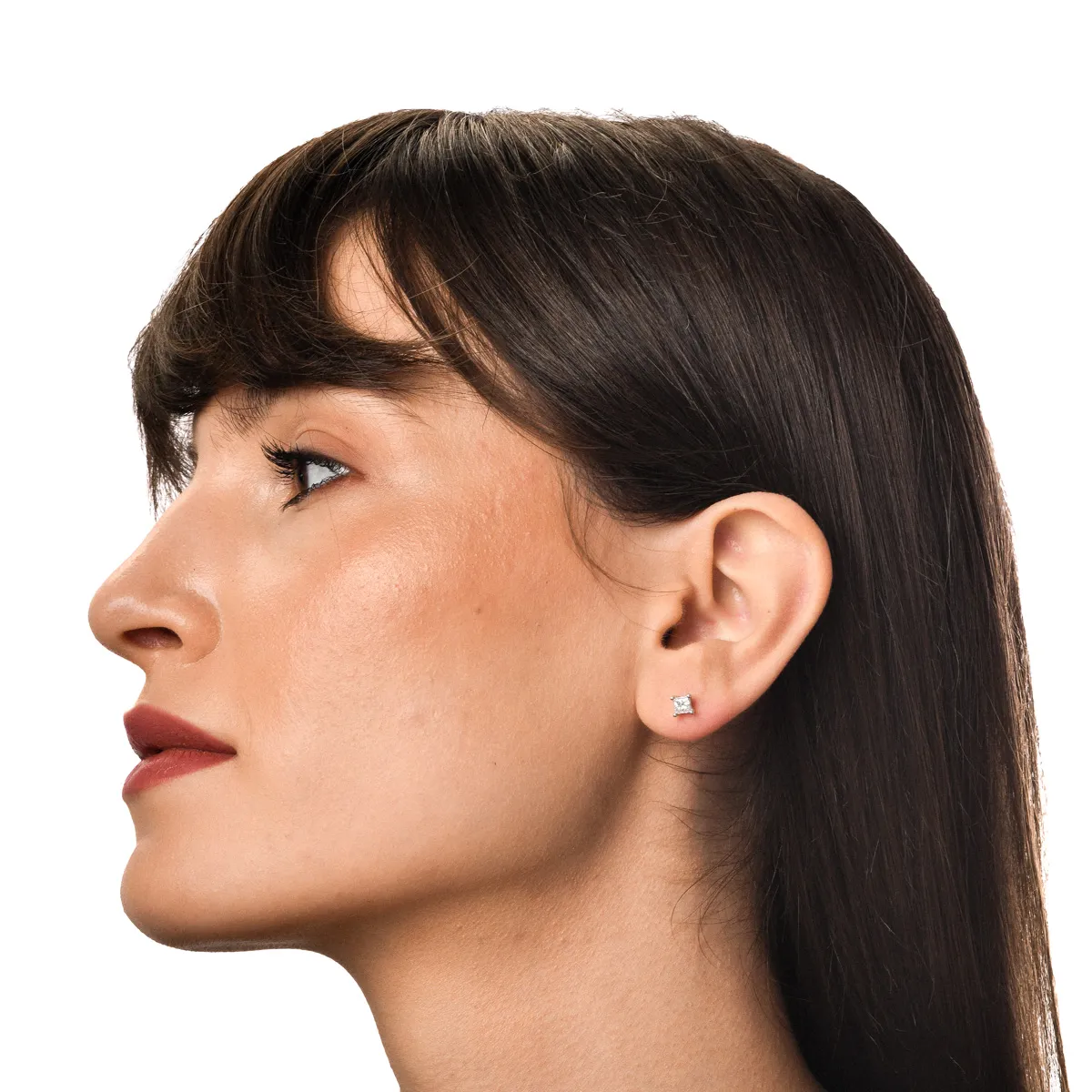 Cercei stud din aur alb cu diamante de 0.5ct