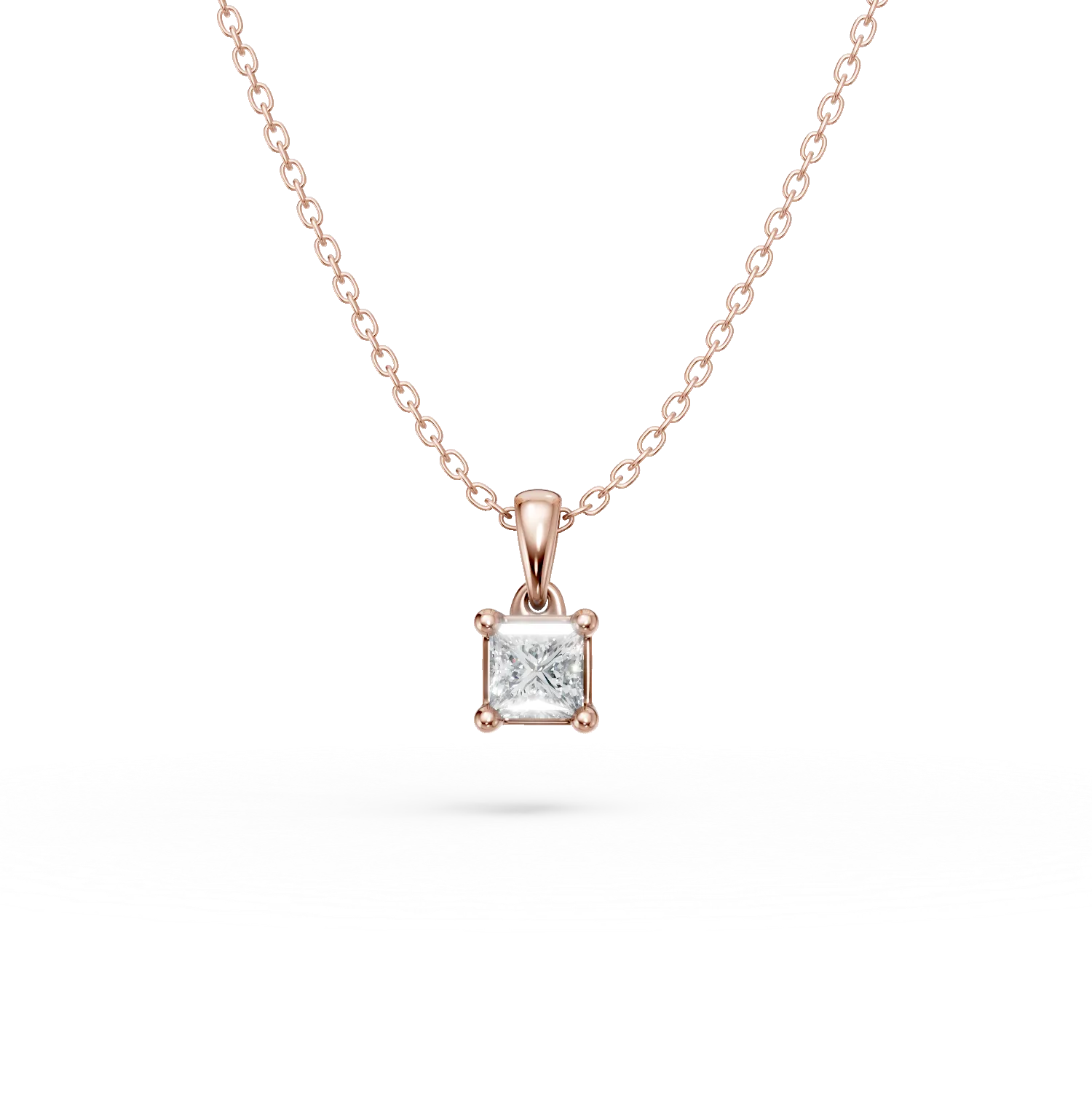 Rose gold pendant necklace with 0.1ct solitaire diamond-191227