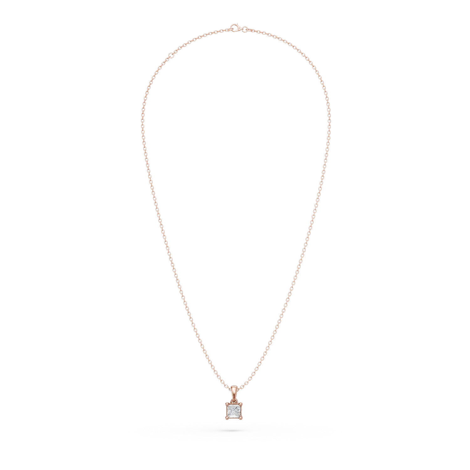 Rose gold pendant necklace with 0.1ct solitaire diamond