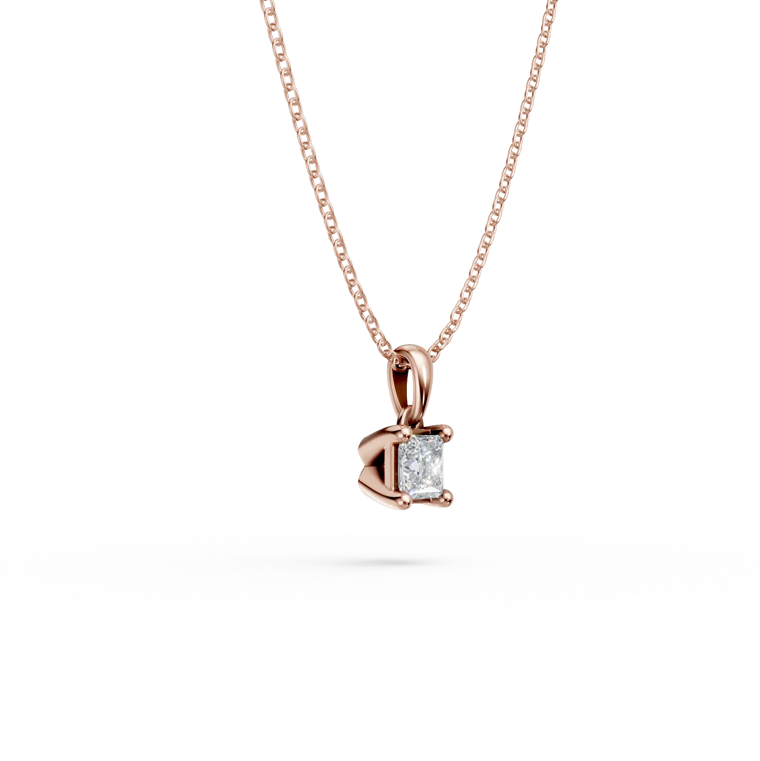 Rose gold pendant necklace with 0.1ct solitaire diamond