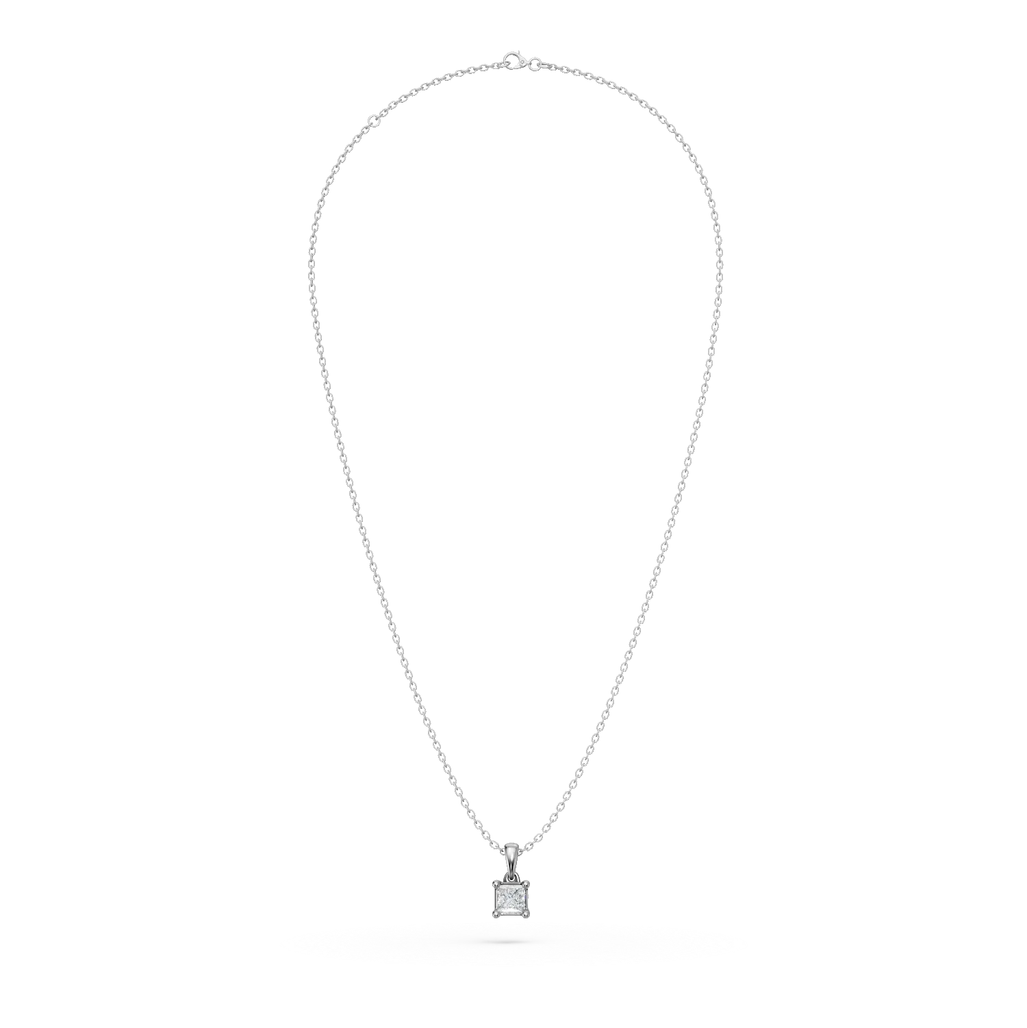White gold pendant necklace with 0.1ct solitaire diamond