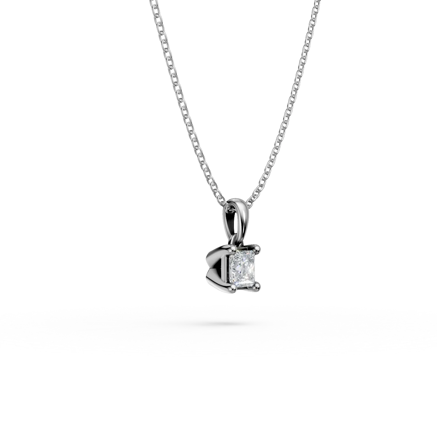 White gold pendant necklace with 0.1ct solitaire diamond
