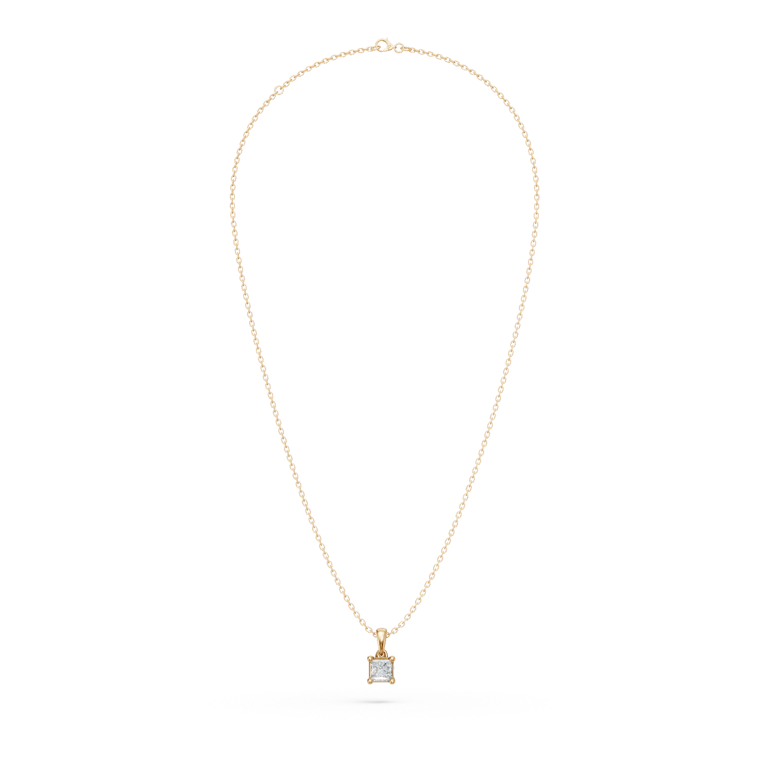 Yellow gold pendant necklace with 0.1ct solitaire diamond