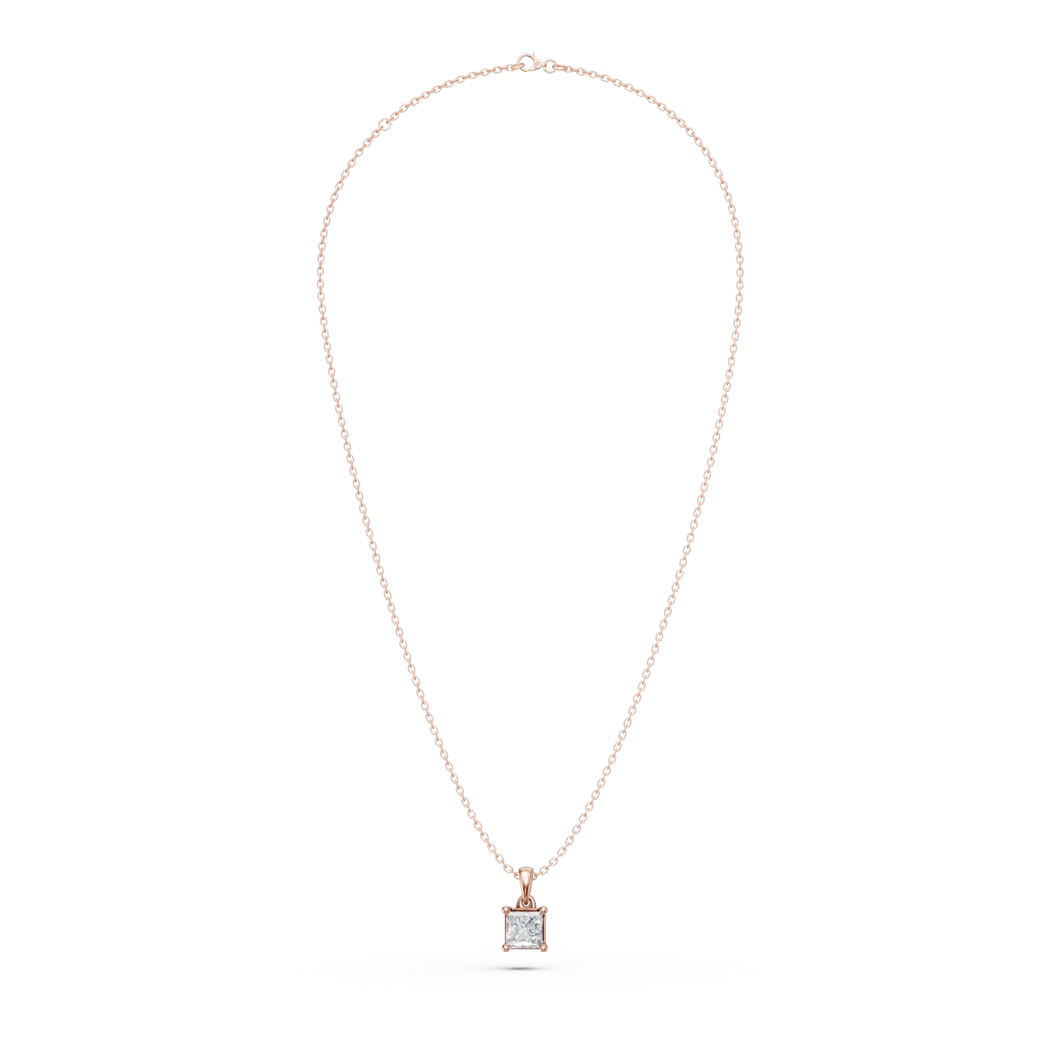 Rose gold pendant necklace with 0.3ct solitaire diamond