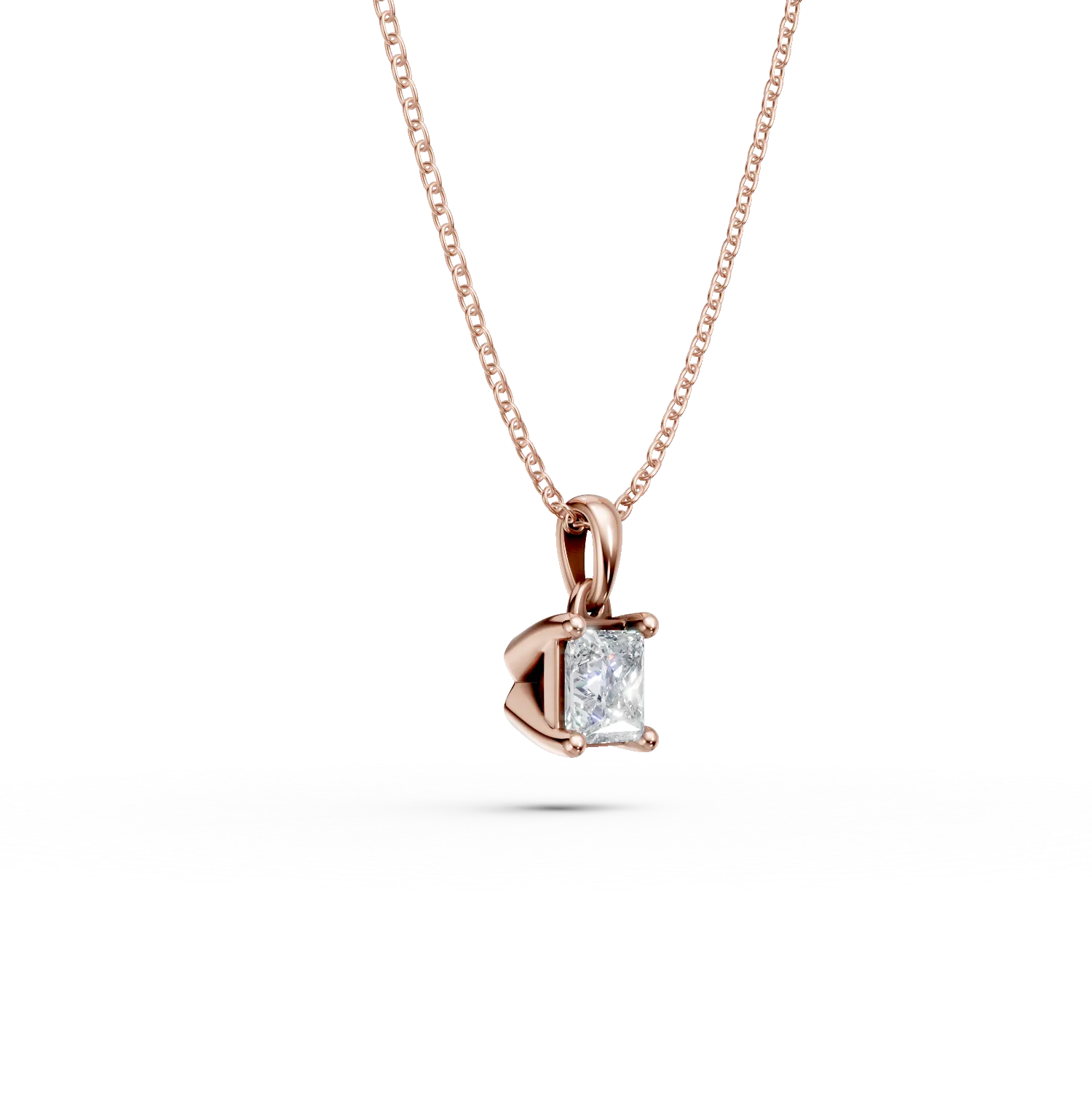Rose gold pendant necklace with 0.3ct solitaire diamond