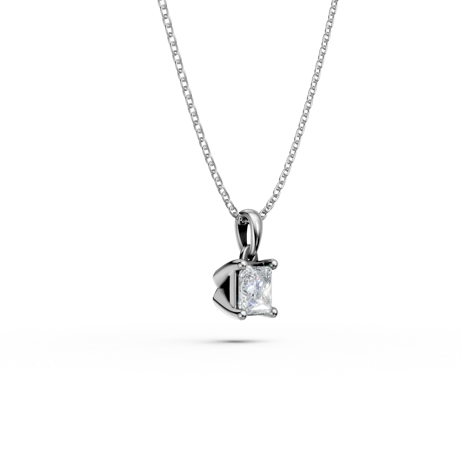 White gold pendant necklace with 0.3ct solitaire diamond
