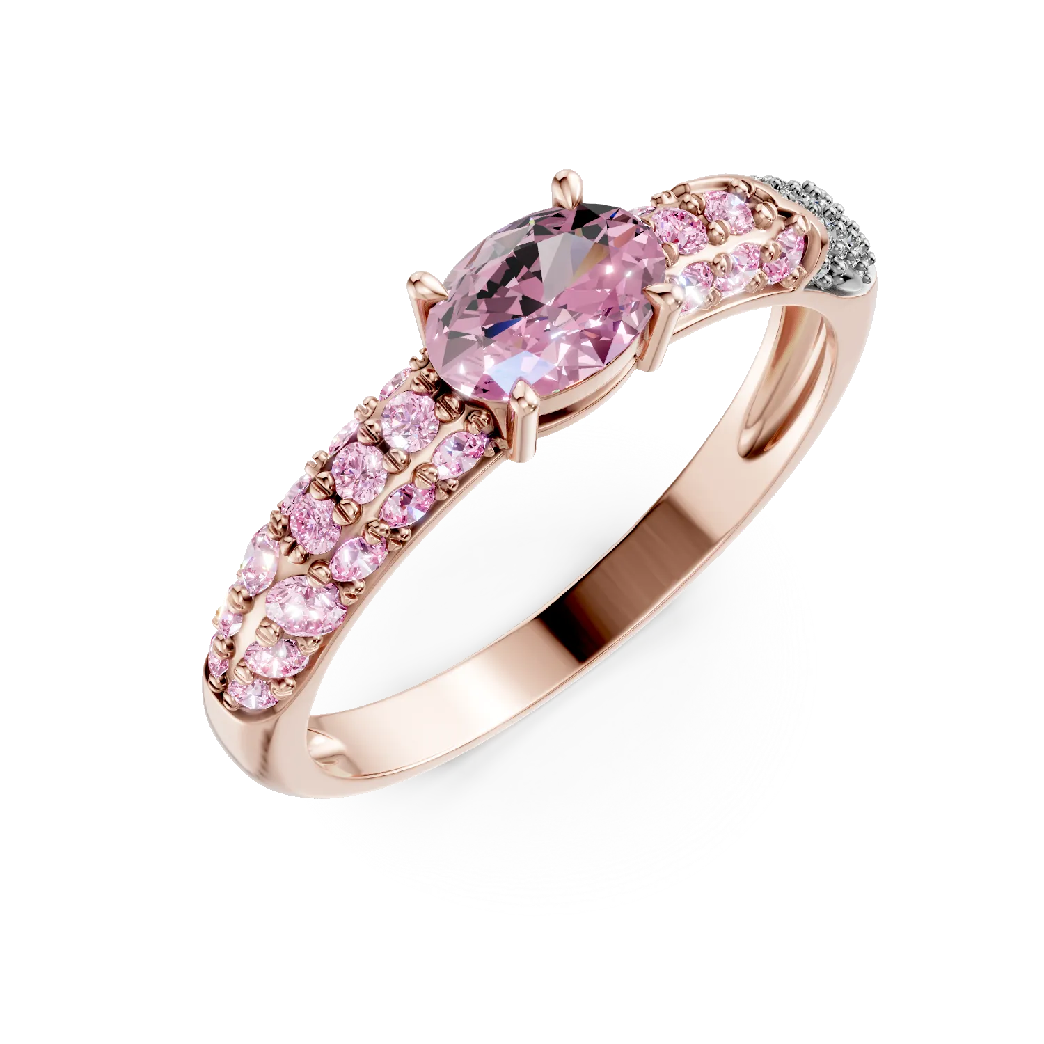 Pierścionek z różowego złota z 0.7ct szafirami i 0.05ct diamentami