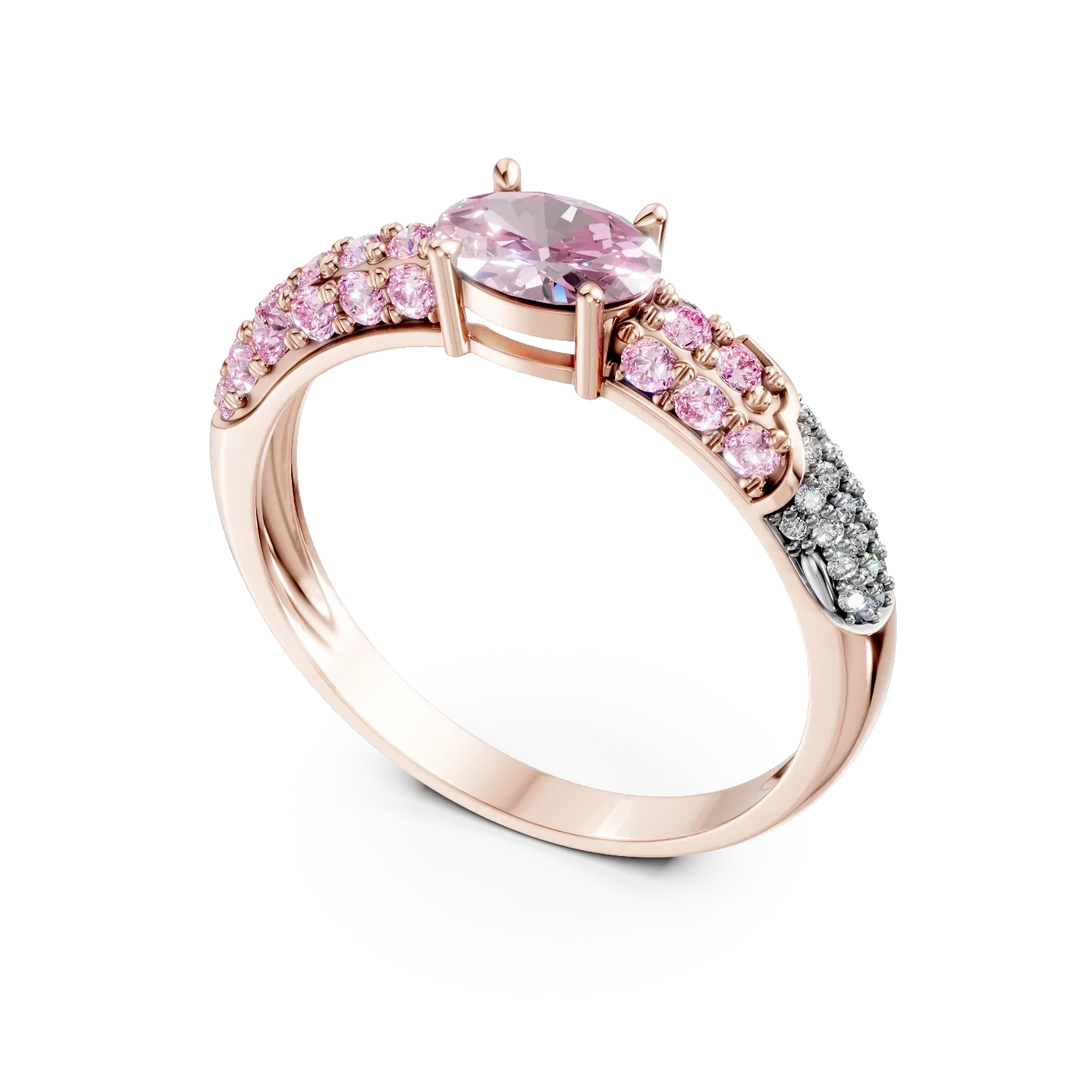 Rose gold ring with 0.7ct pink sapphires and 0.05ct diamonds