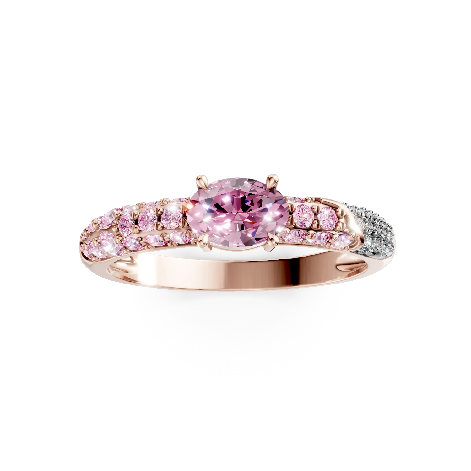 Rose gold ring with 0.7ct pink sapphires and 0.05ct diamonds