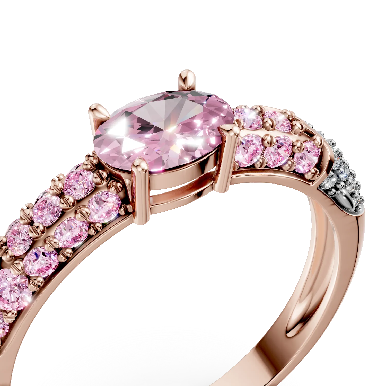 Rose gold ring with 0.7ct pink sapphires and 0.05ct diamonds