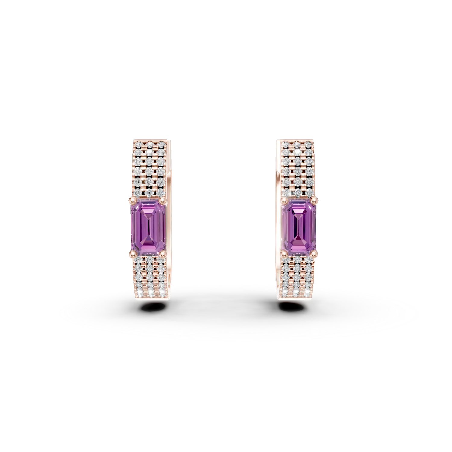 Rose gold on-ear earrings with 0.5ct pink sapphires and 0.1ct diamonds-191280
