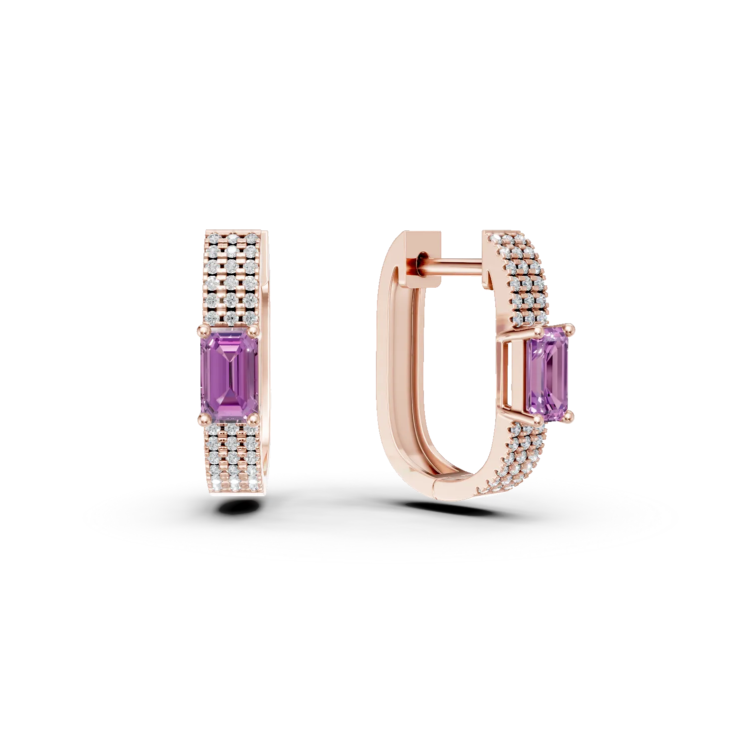 Rose gold on-ear earrings with 0.5ct pink sapphires and 0.1ct diamonds
