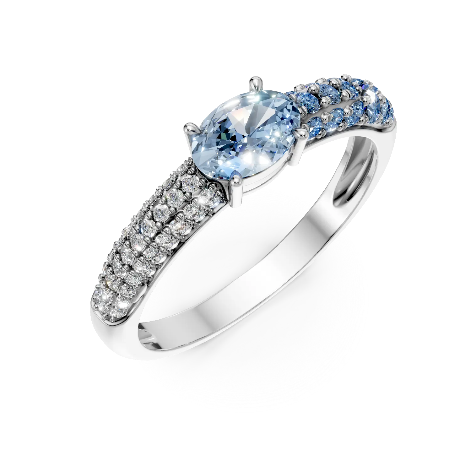 Inel din aur alb cu safire de 0.9ct si diamante de 0.1ct-191308