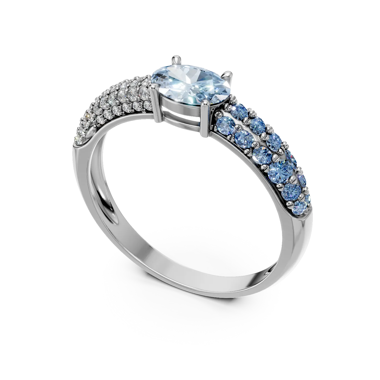White gold ring with 0.9ct sapphires and 0.1ct diamonds