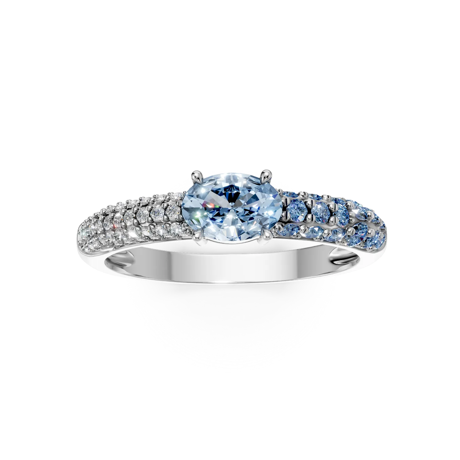 White gold ring with 0.9ct sapphires and 0.1ct diamonds