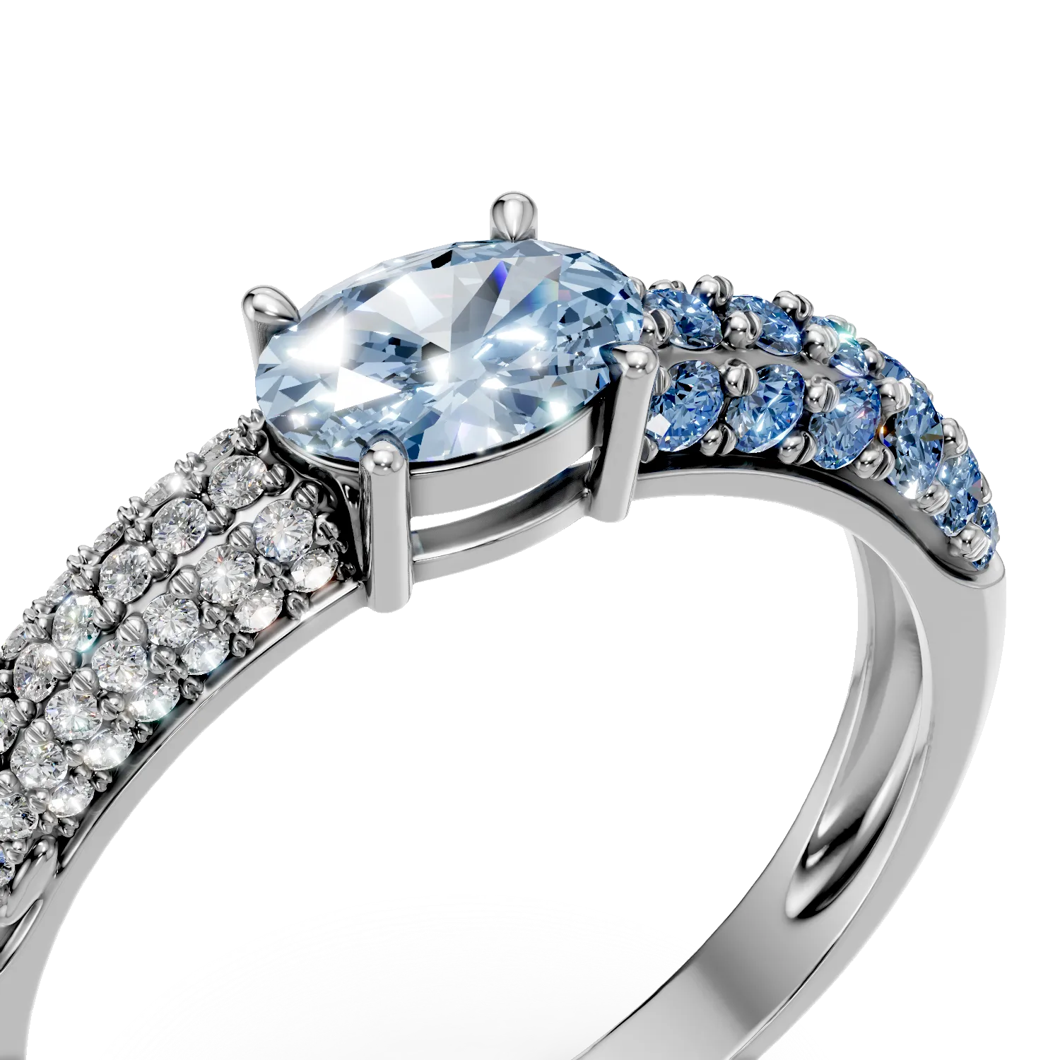 White gold ring with 0.9ct sapphires and 0.1ct diamonds