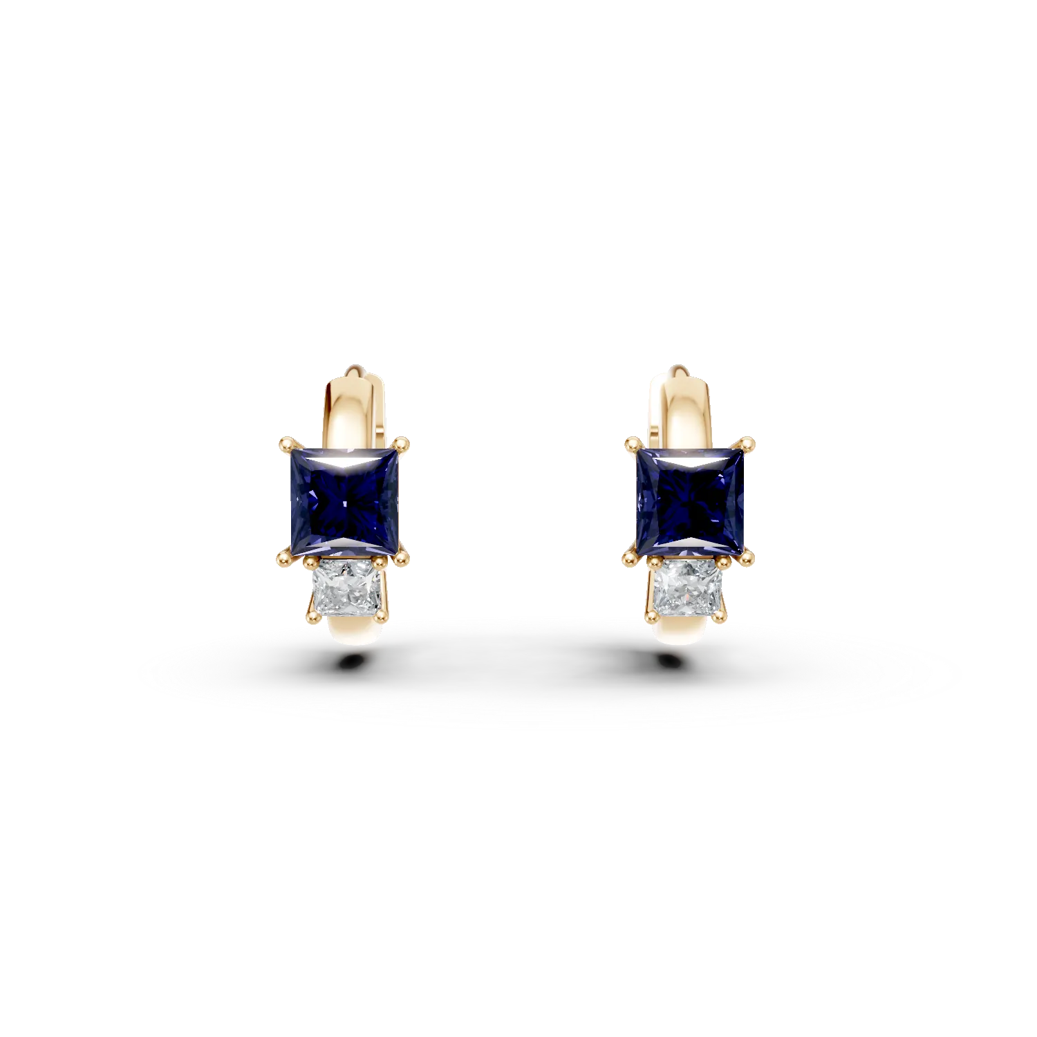 Yellow gold hoop earrings with 0.3ct sapphires and 0.06ct diamonds-191285