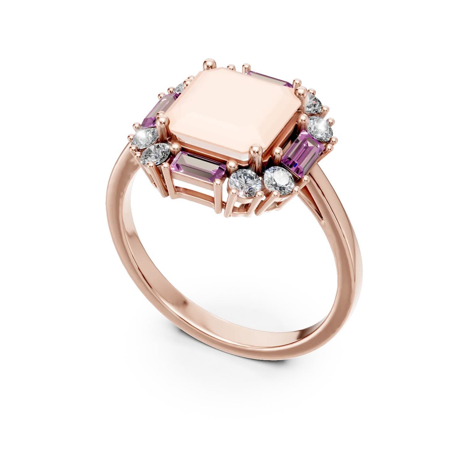 Rose gold geometric ring with 2.8ct precious and semi-precious stones
