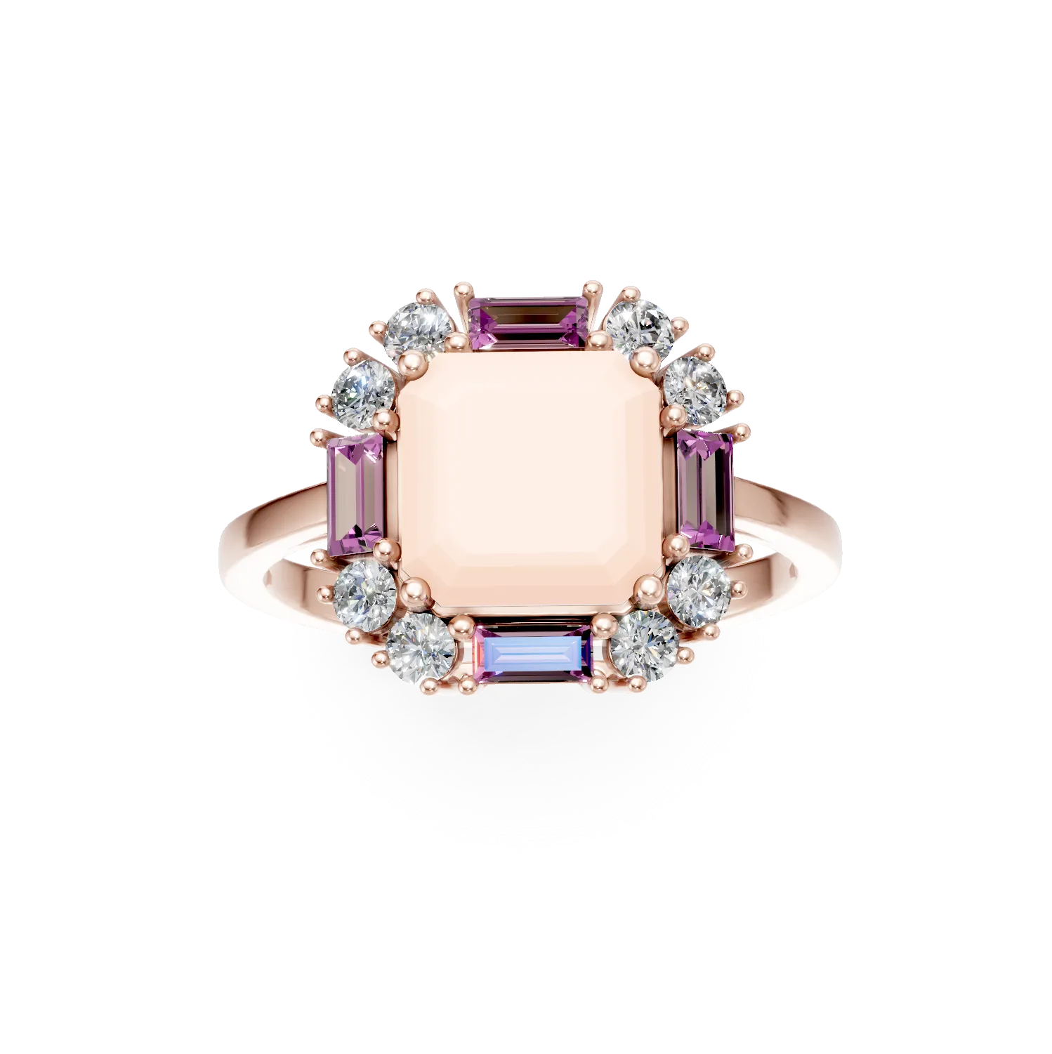 Rose gold geometric ring with 2.8ct precious and semi-precious stones
