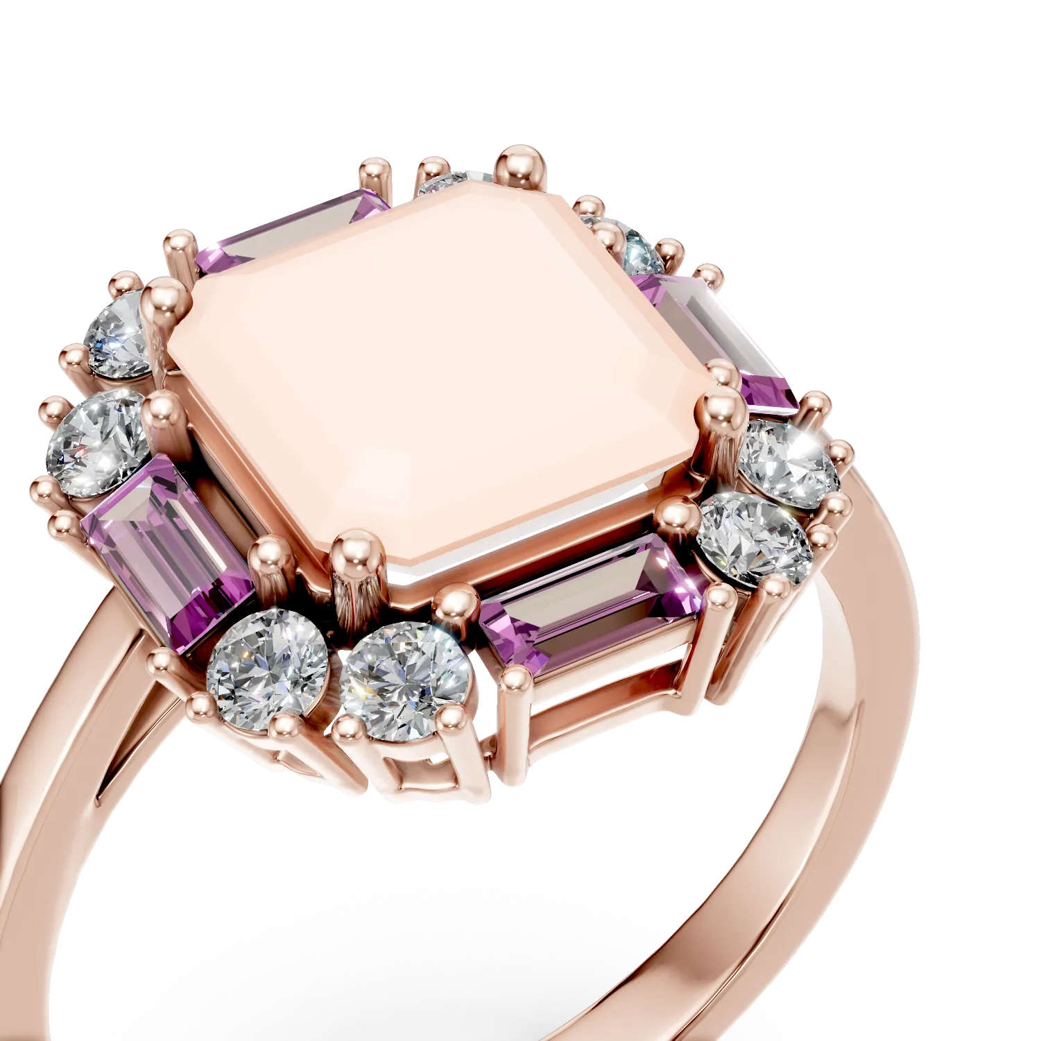 Rose gold geometric ring with 2.8ct precious and semi-precious stones