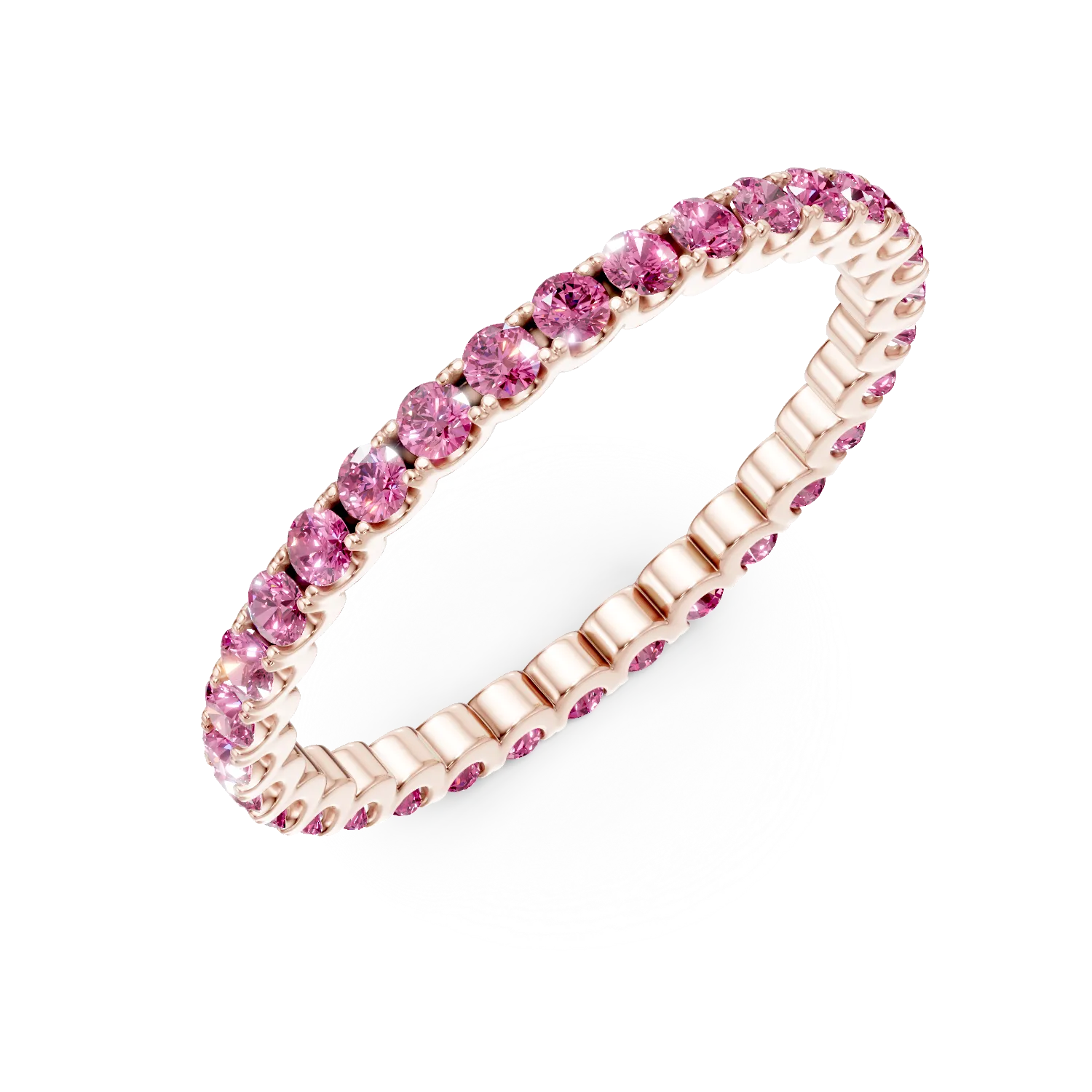 Inel eternity din aur roz cu rubine de 0.6ct
