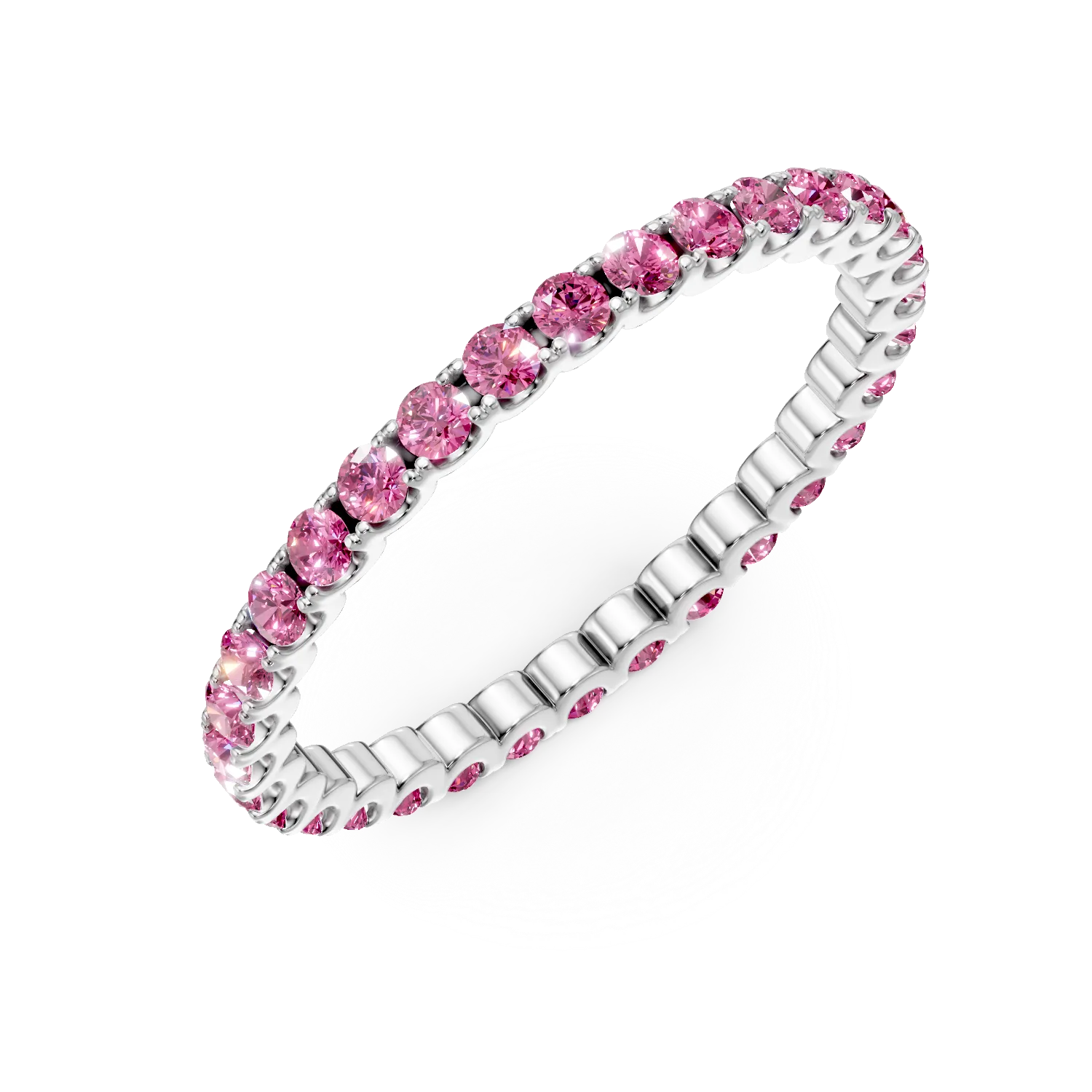Inel eternity din aur alb cu rubine de 0.7ct